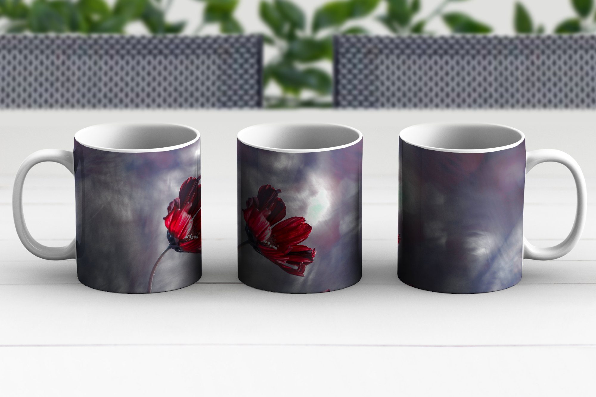 - Teetasse, Tasse Kaffeetassen, Teetasse, - Rot MuchoWow - Blumen Keramik, Becher, Natur, Pflanzen Geschenk