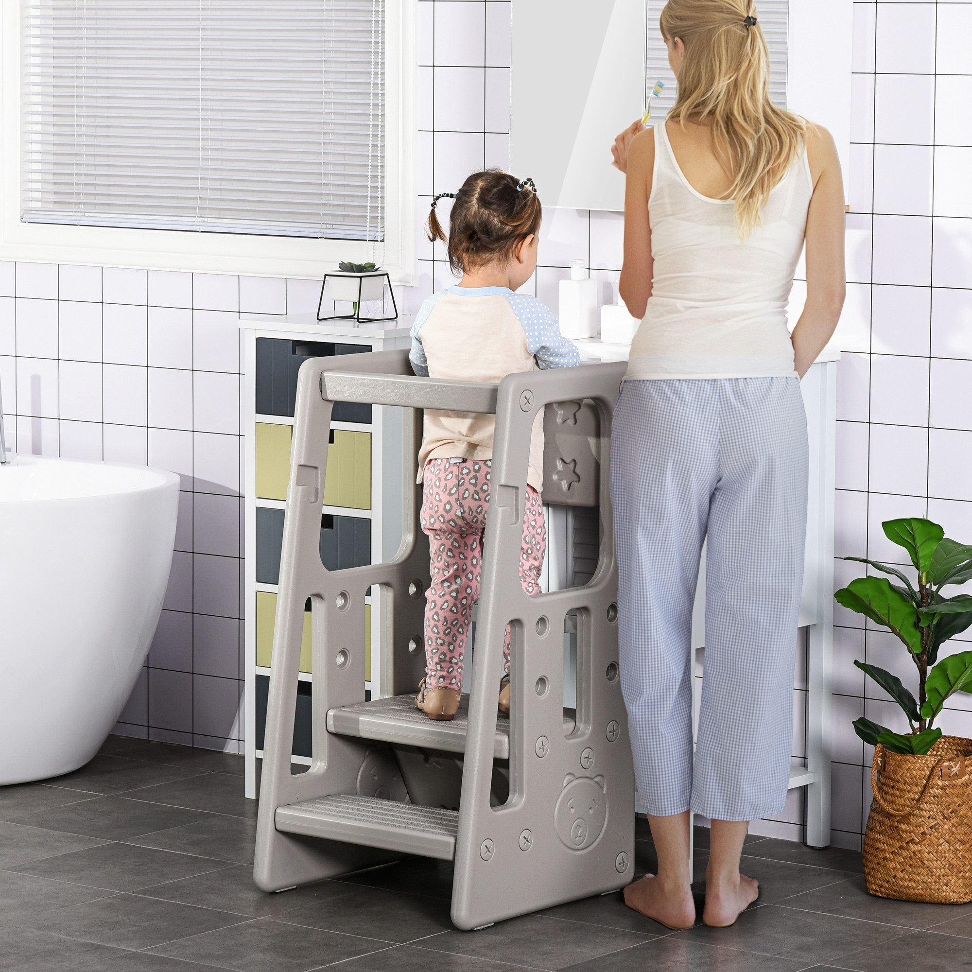 HOMCOM Stehhilfe Lernturm für Baby Tritthocker günstig online kaufen