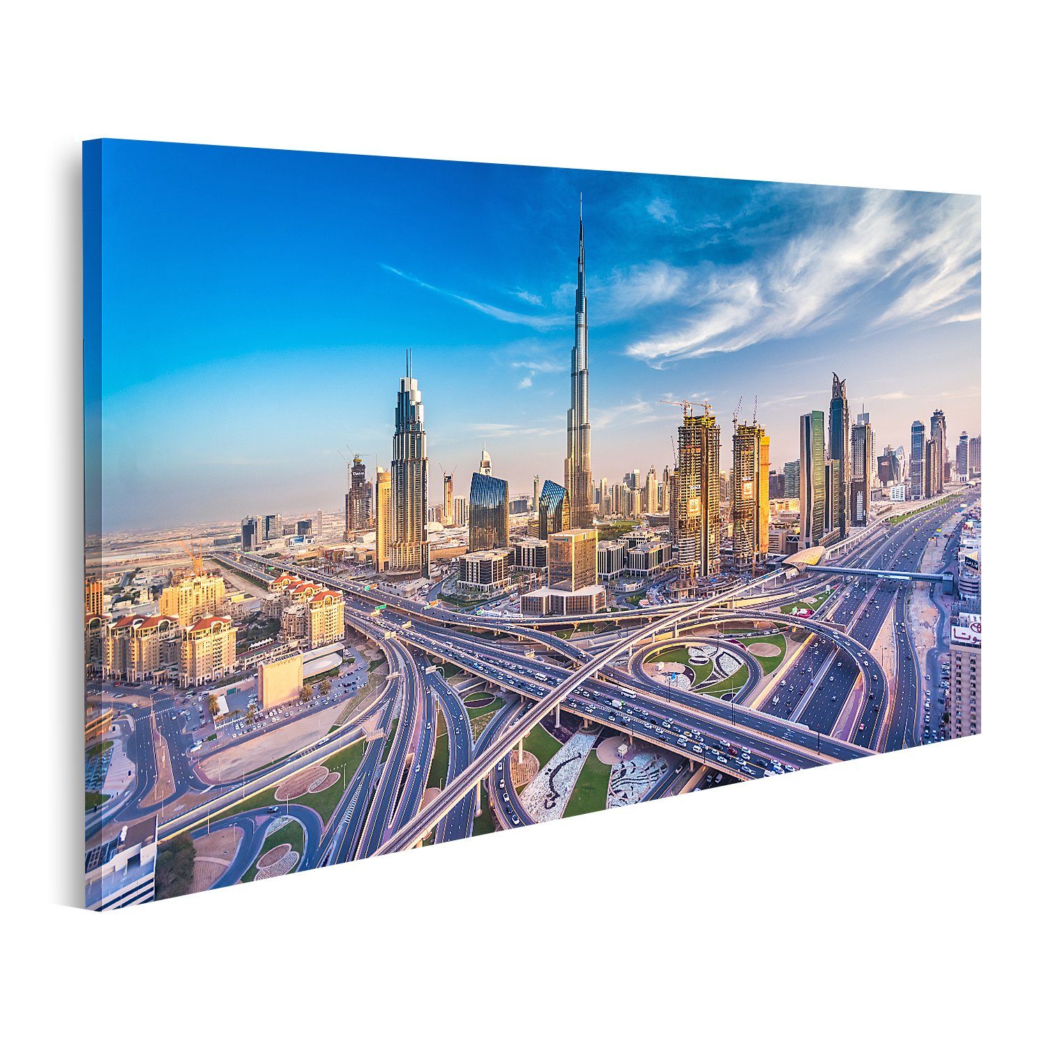 Leinwandbild Bild auf Leinwand Dubai Skyline mit schönen Stadt in der Nähe von sein
