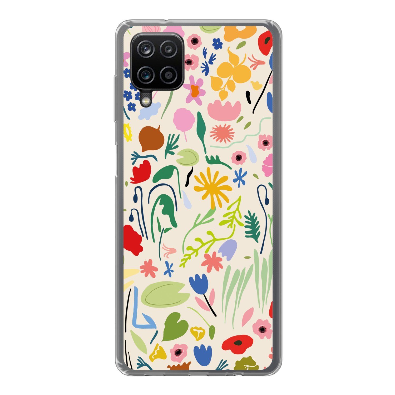 MuchoWow Handyhülle für Samsung Galaxy A12 Blumen - Muster - Pflanzen, Smartphone-Bumper, Print, Handy Schutzhülle Dünn