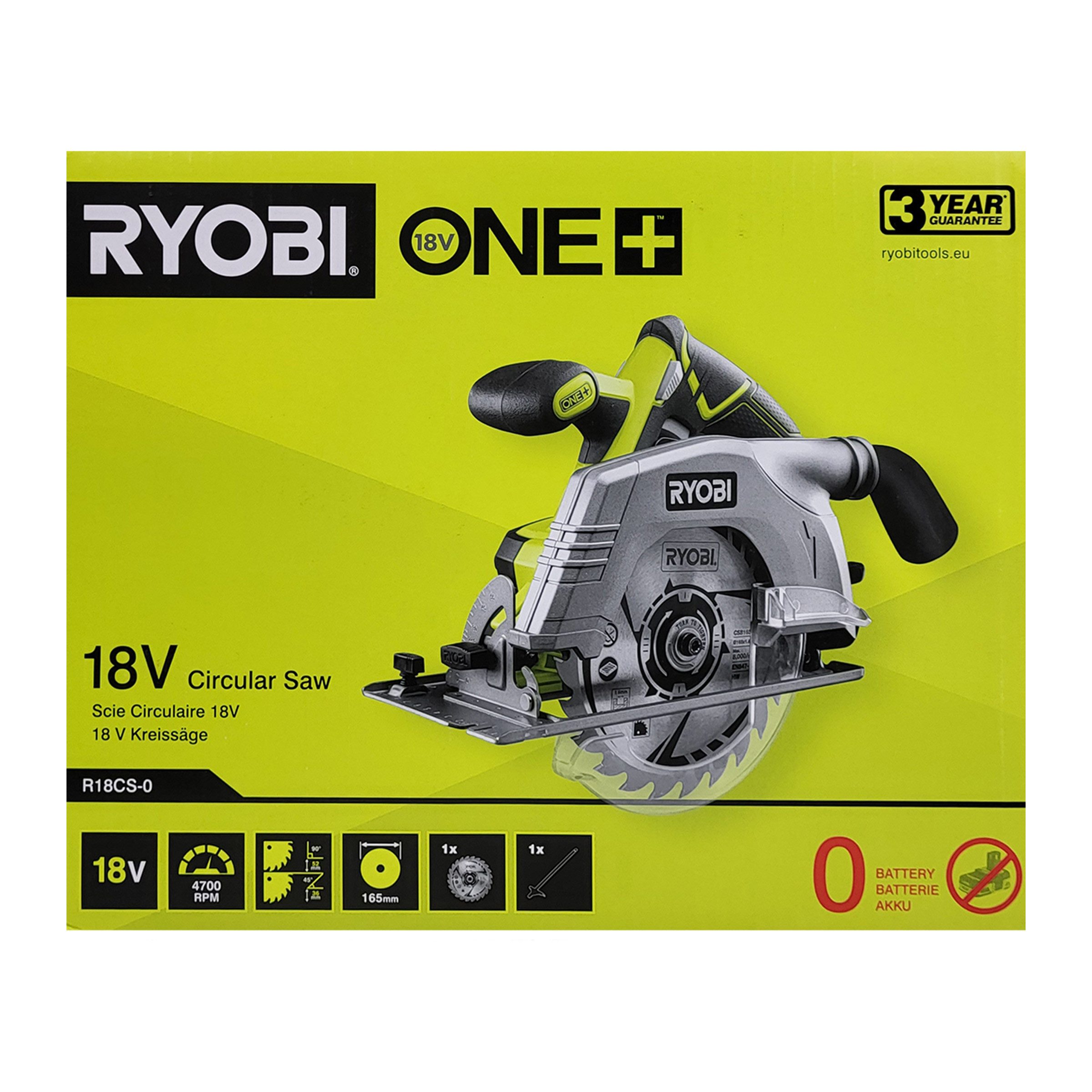 RYOBI Akku-Handkreissäge Ryobi R18CS-0 – Akku-Handkreissäge 165 mm, 1-St.