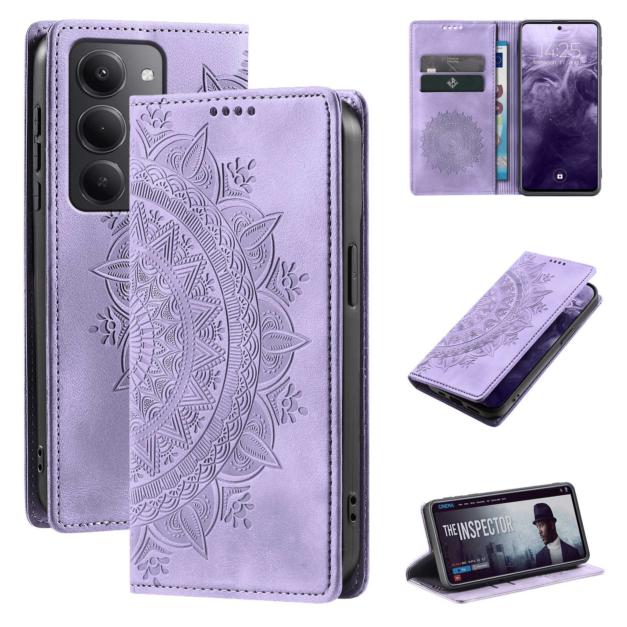 Tec-Expert Handyhülle Mandala Hülle Cover für Xiaomi Redmi 15 / 15 5G 6.9 Zoll, 6,9", Klapphülle Case Tasche mit Kartenfächern und RFID Schutz