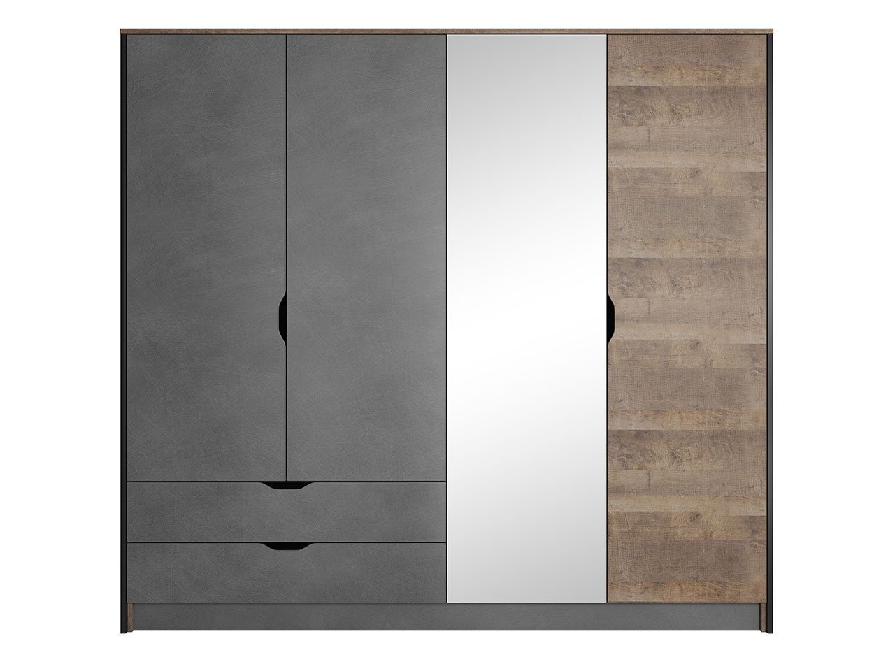 Mirjan24 Kleiderschrank 220 Drehtüren cm Arden zwei Schubladen) Kleiderstangen, 220x56x204 F und Spiegel, (mit 2 4