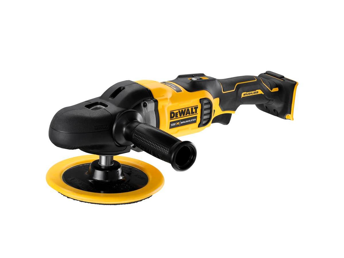 DeWalt Rotationspoliermaschine Akku, 18 V, Basisv., 800 min. U/min, 2200 max. U/min, Ø 180 mm, ohne Akkus und Ladegerät, Drehzahlvorwahl über Rändelrad, Sanftanlauf