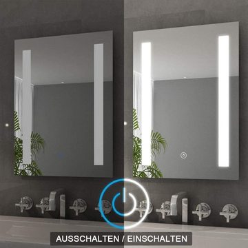 SONNI Badspiegel Badspiegel mit Beleuchtung, 50×70 / 45x60 cm,Wandschalter,IP44, Kaltweiß,Badezimmerspiegel, Badspiegel, Wandspiegel, Lichtspiegel IP44