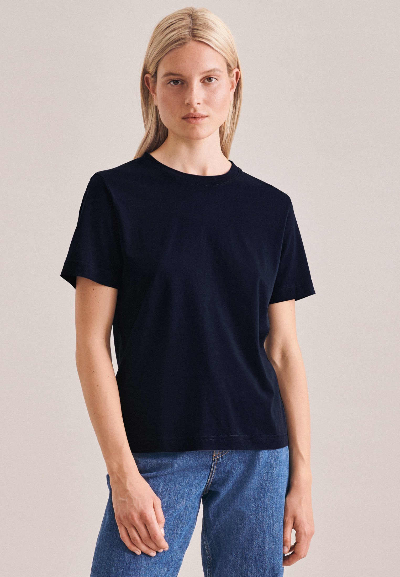 seidensticker T-Shirt Schwarze Rose Kurzarm Rundhals Material: 100% Baumwolle Uni