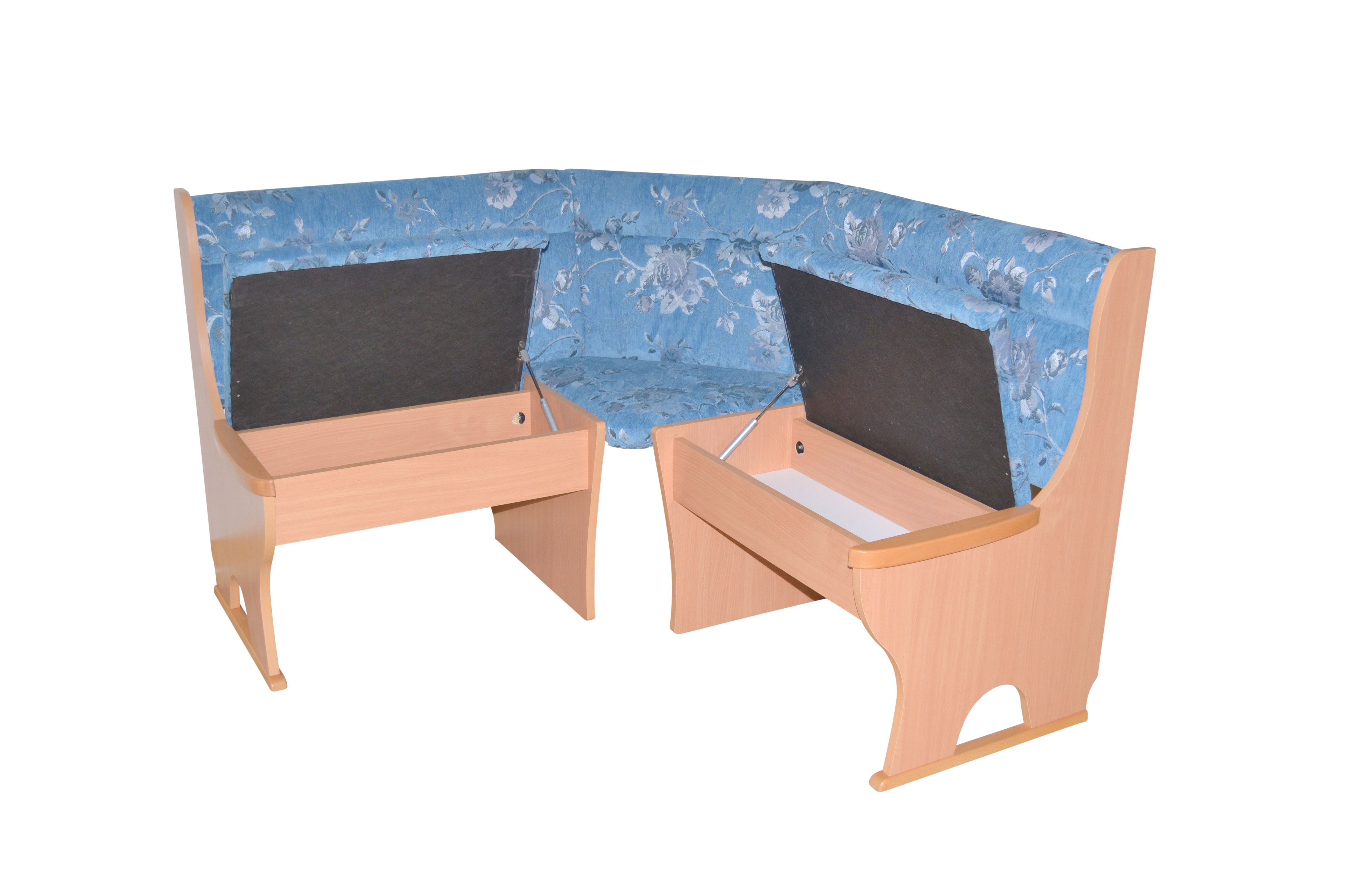 Sitzflächen hochwertiger Eckbankgruppe (Spar-Set, Gasdruckfeder Anja, moebel-direkt-online 4tlg-Set), mit blau