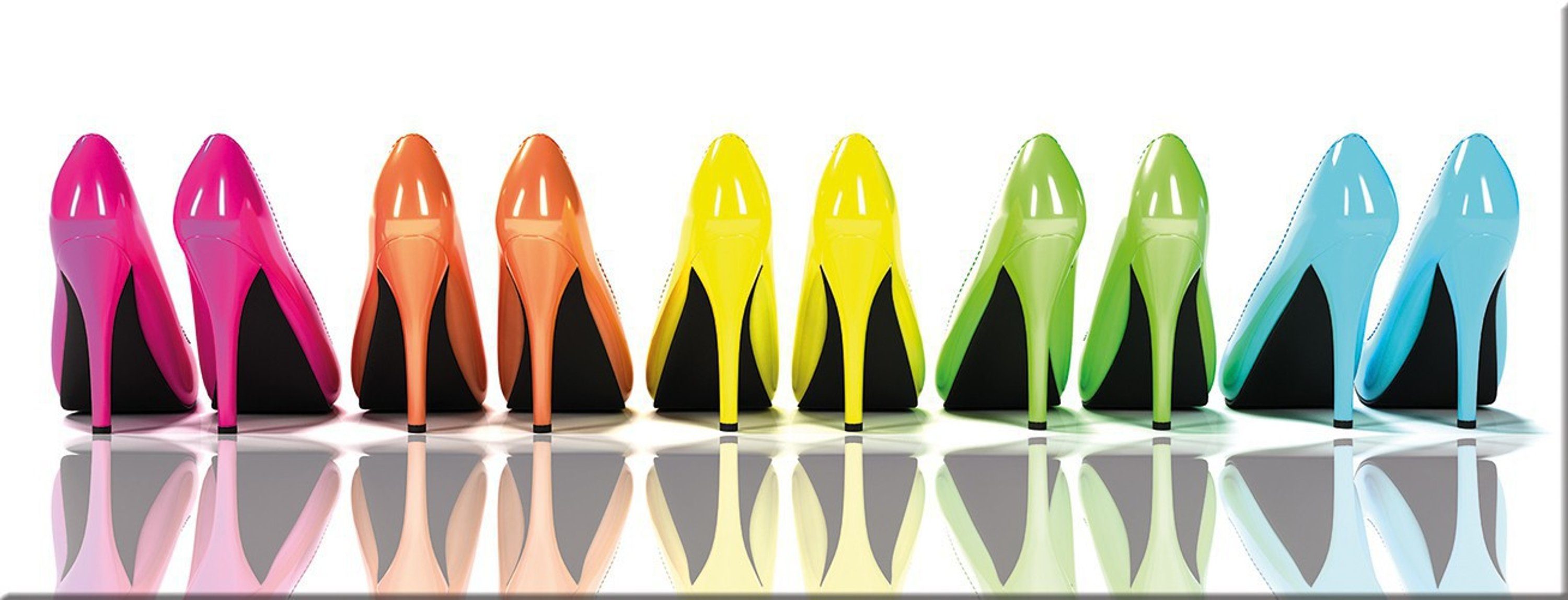 artissimo Glasbild Glasbild 80x30cm Bild für Garderobe: Schuhe Bild High-Heels Glas Fashion aus bunt