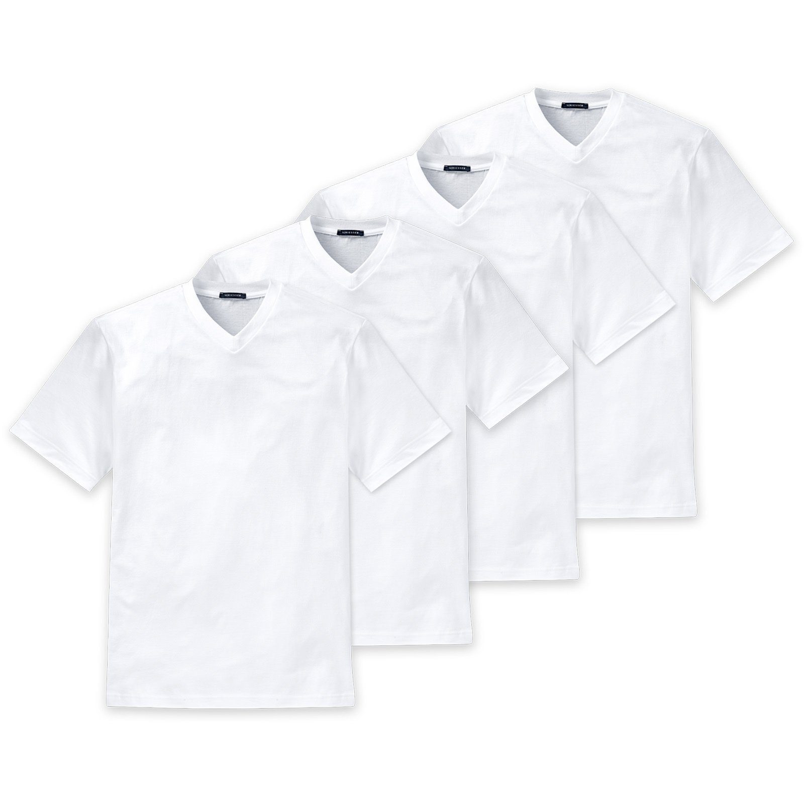 Schiesser T-Shirt Herren American - Pack 4er Weiß T-Shirt Arm 1/2
