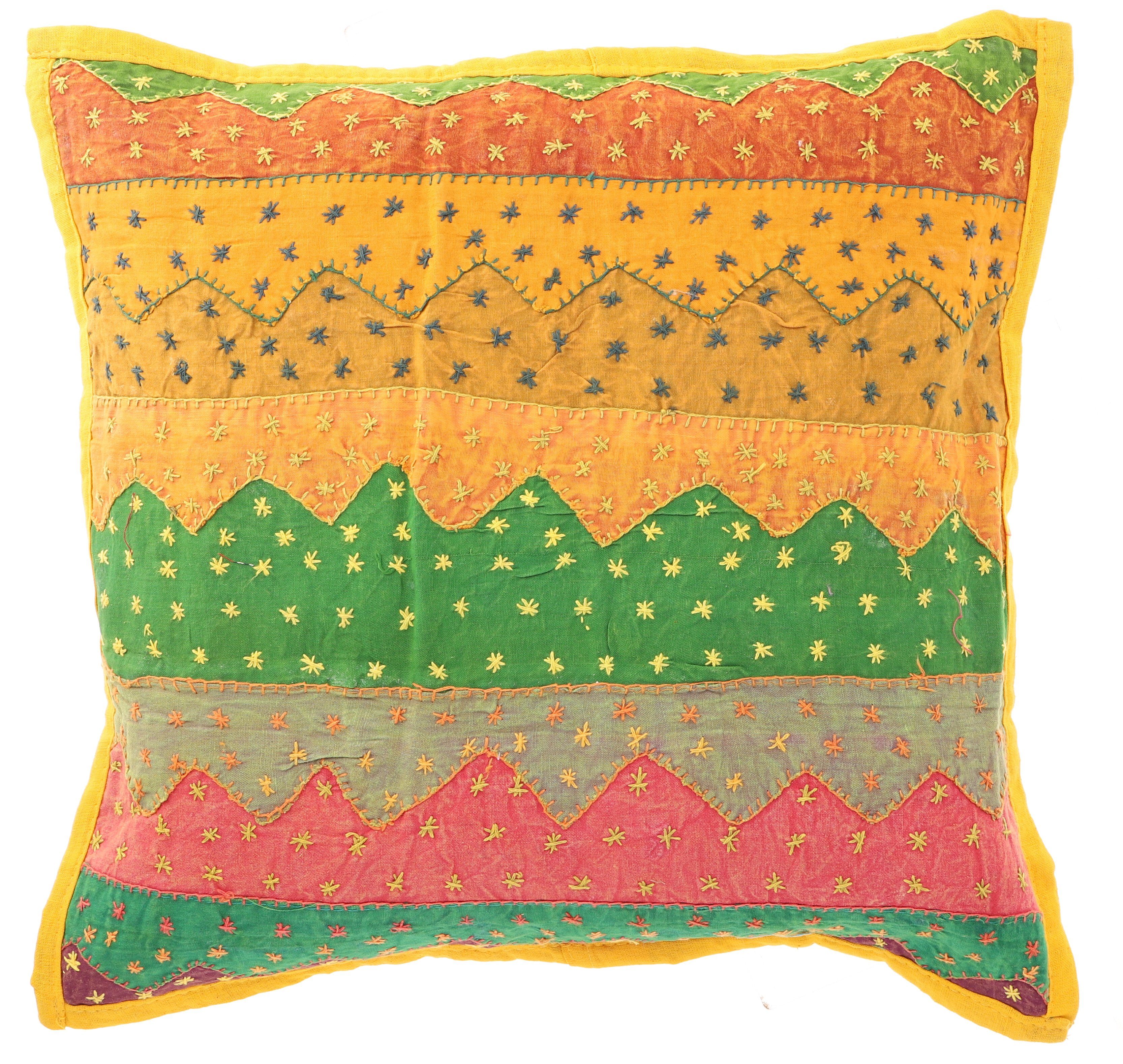 Guru-Shop Kissenbezüge Indische Kissenhülle, bestickter Patchwork..