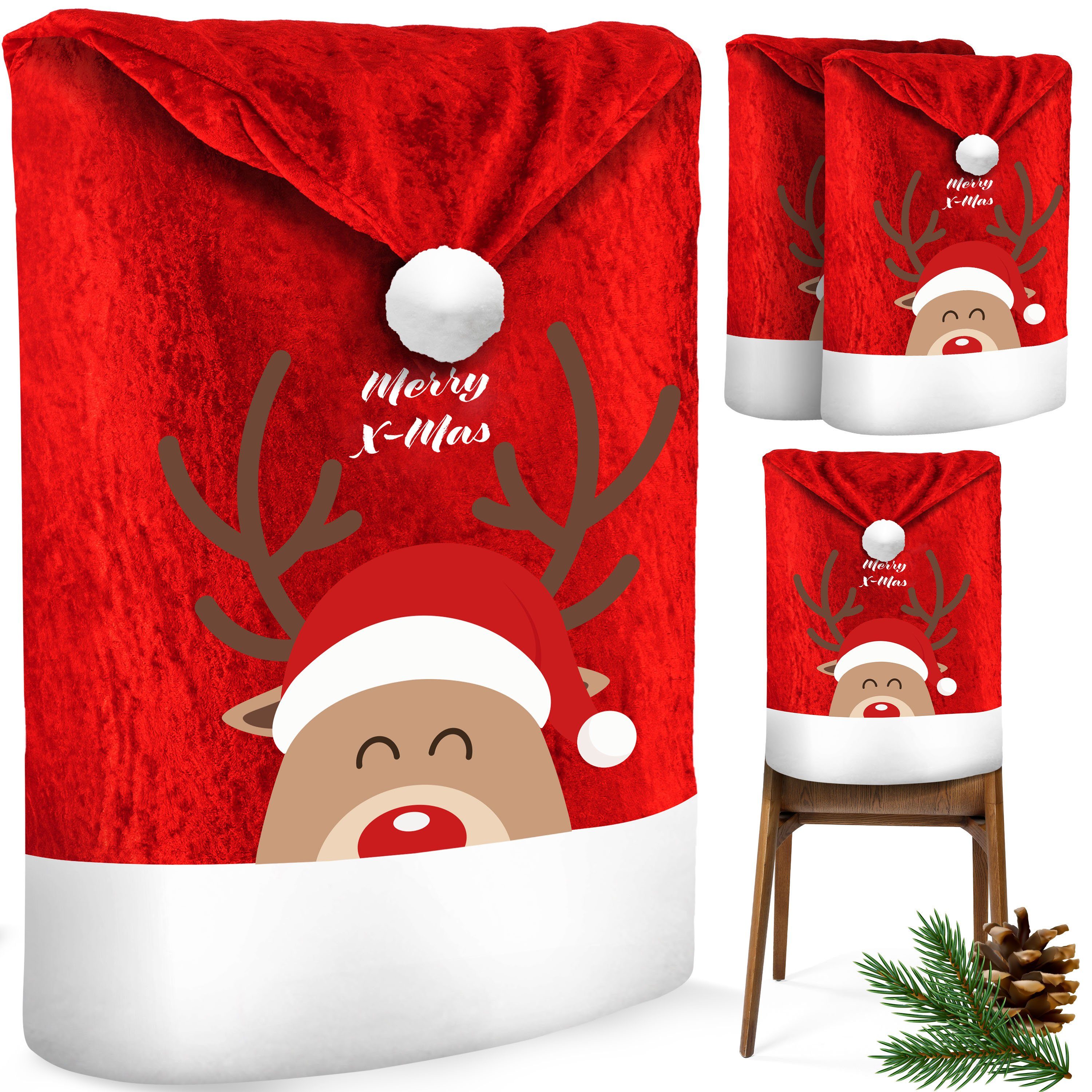 KESSER Weihnachtsfigur, Premium Weihnachtsstuhlüberzug Set Stuhlhussen für Weihnachten