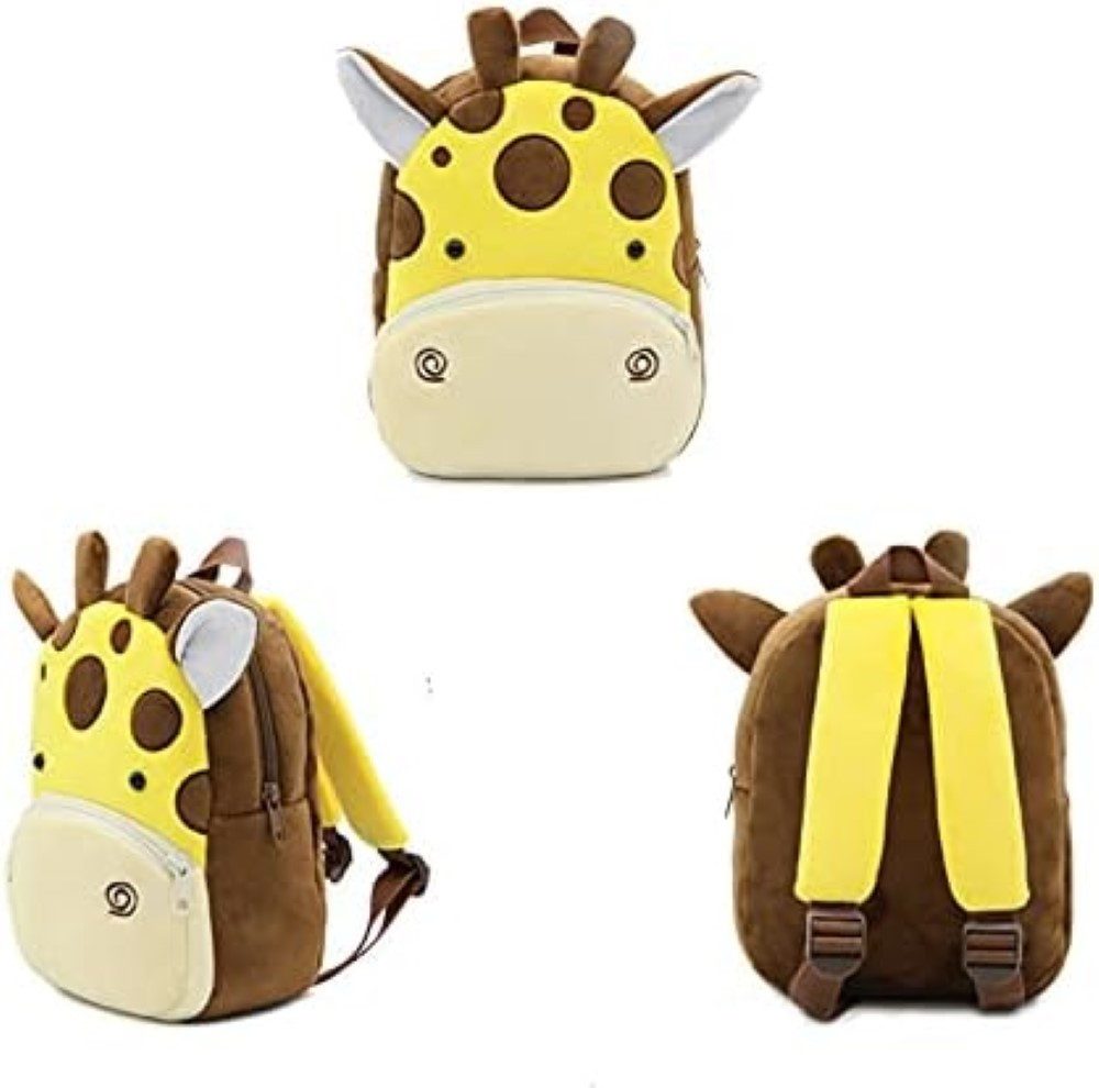 LA CUTE Kinderrucksack Giraffe Plüsch-Rucksack Niedliches Kinderaccessoire für den Alltag, Weicher Plüsch, verstellbare Gurte, geräumige Taschen
