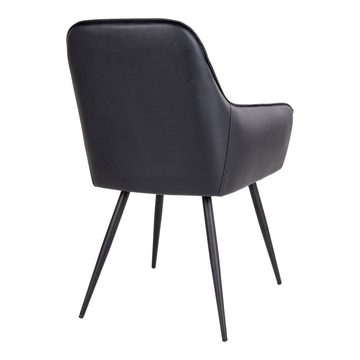 House Nordic Bücherregal Harbo Dining Chair – Esszimmerstuhl aus PU, schwarz mit schwarzen B...