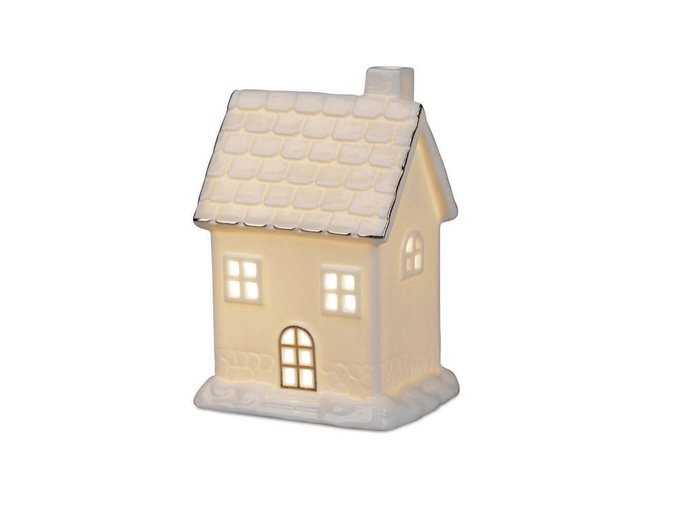 formano LED Windlicht LED - Windlicht Haus weiß-gold mit Timer Weihnachten günstig online kaufen