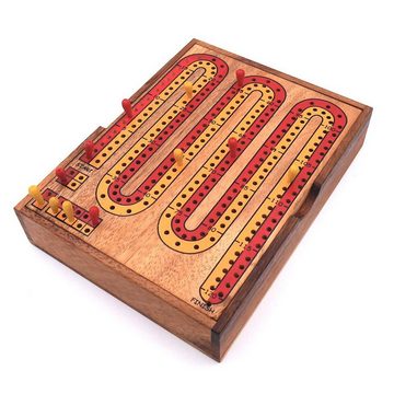 ROMBOL Denkspiele Spiel, Brettspiel Cribbage - tolles, spannendes Kartenspiel für 2 Personen aus Holz, Holzspiel
