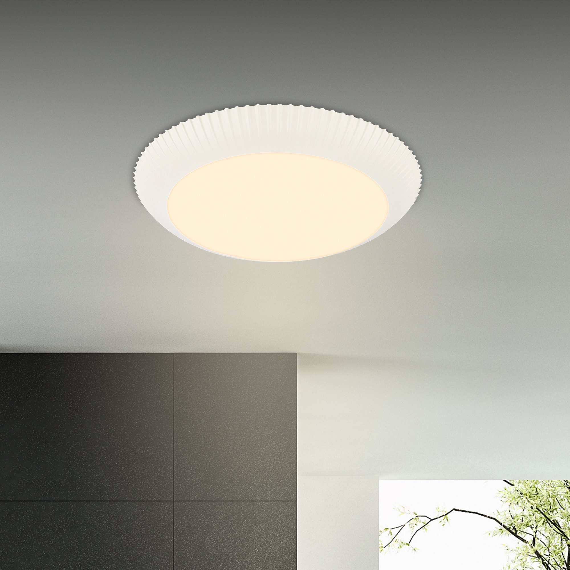 Briloner Leuchten LED Deckenleuchte Deckenlampe Dimmbar Fernbedienung CCT modern geriffelt, LED fest integriert, CCT - Farbtemperatursteuerung, 46x6 cm, Wohnzimmer, Schlafzimmer, Flur