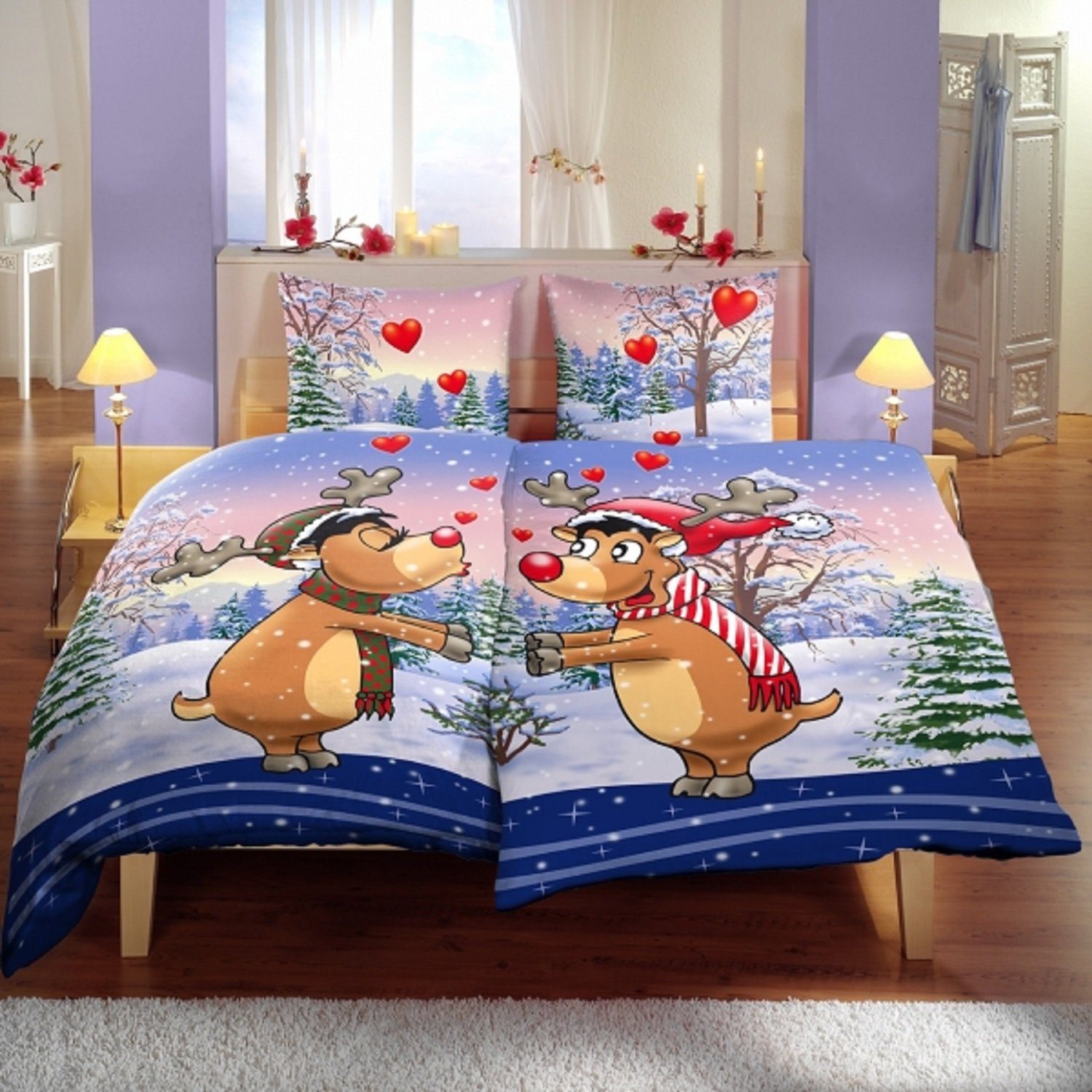 One Home Bettwäsche Elche Partner, Fleece, 4 teilig, kuschelig flauschig wa günstig online kaufen