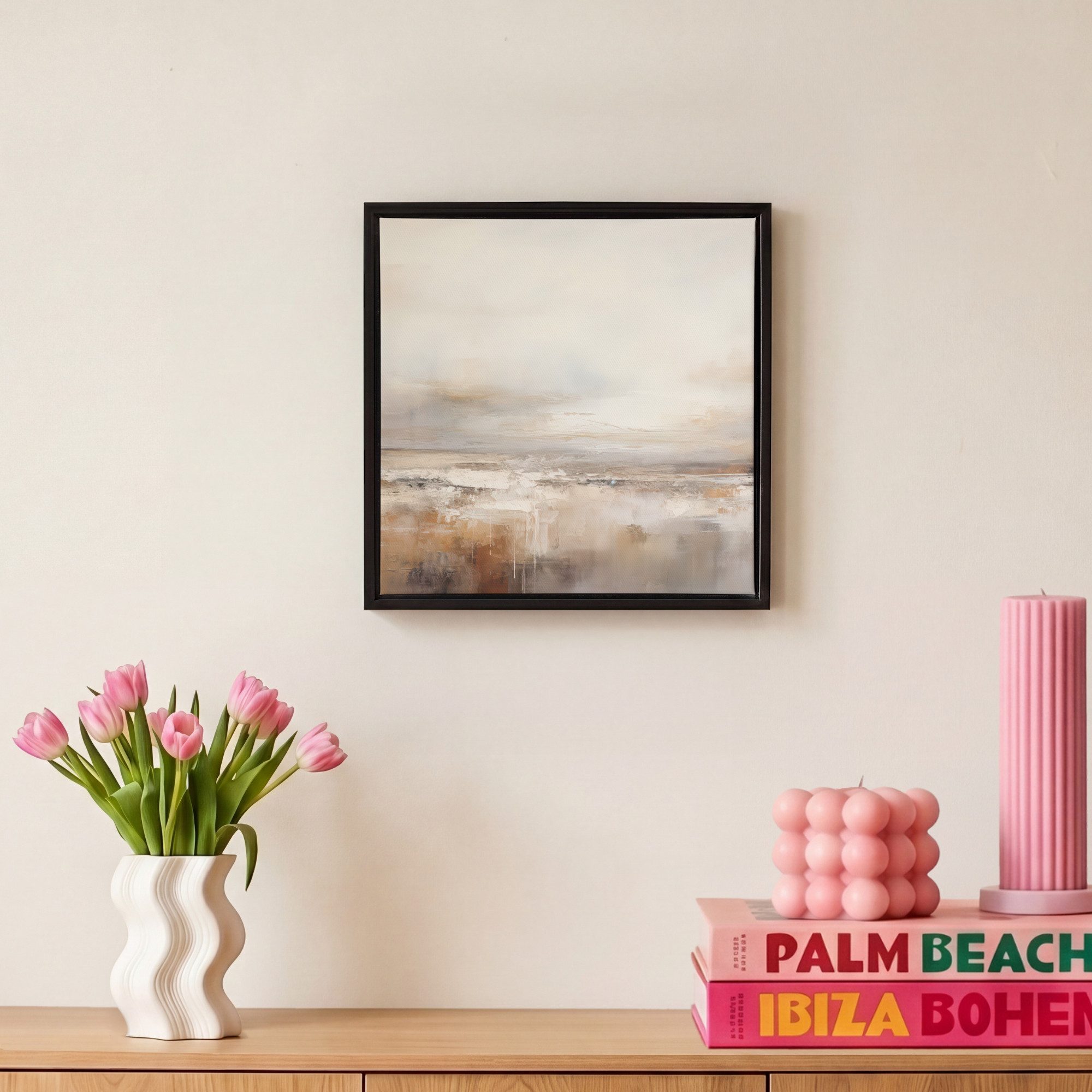 OneMillionCanvasses® Leinwandbild mit Rahmen - Kunst - Industriell - Grau - Braun - Abstrakt, Fotodruck (1 St), Schlafzimmer Deko Aesthetic, Bilder über Bett, 2 – Bild 4 von 5