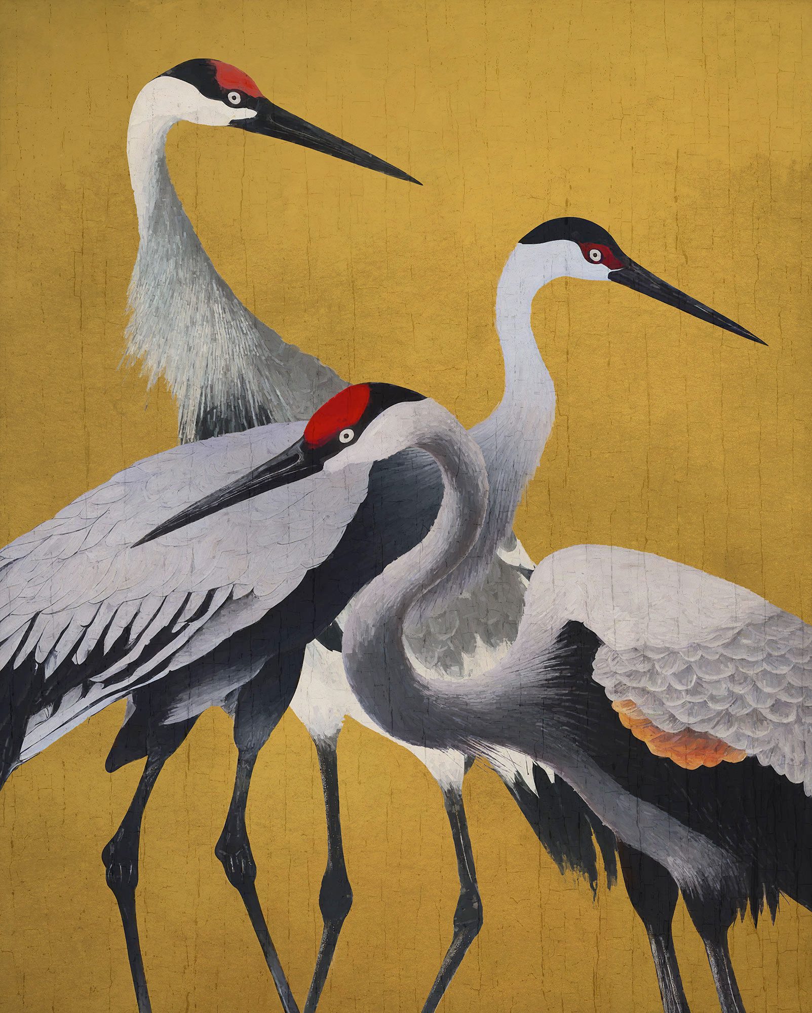 Komar Fototapete Komar Vlies Fototapete - Yellow Cranes - Größe 200 x 250 cm, glatt, bedruckt, (Packung)