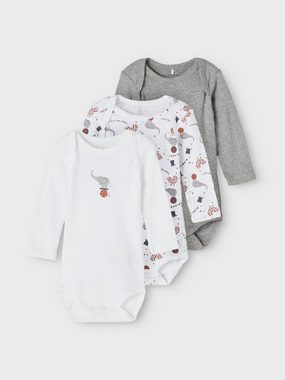 Name It Langarmbody Name It 3er Pack Unisex langarm Baby Bodys (3-tlg., 3er-Pack) mit Druckknöpfen im Schritt, ohne kratzige Halsetiketten