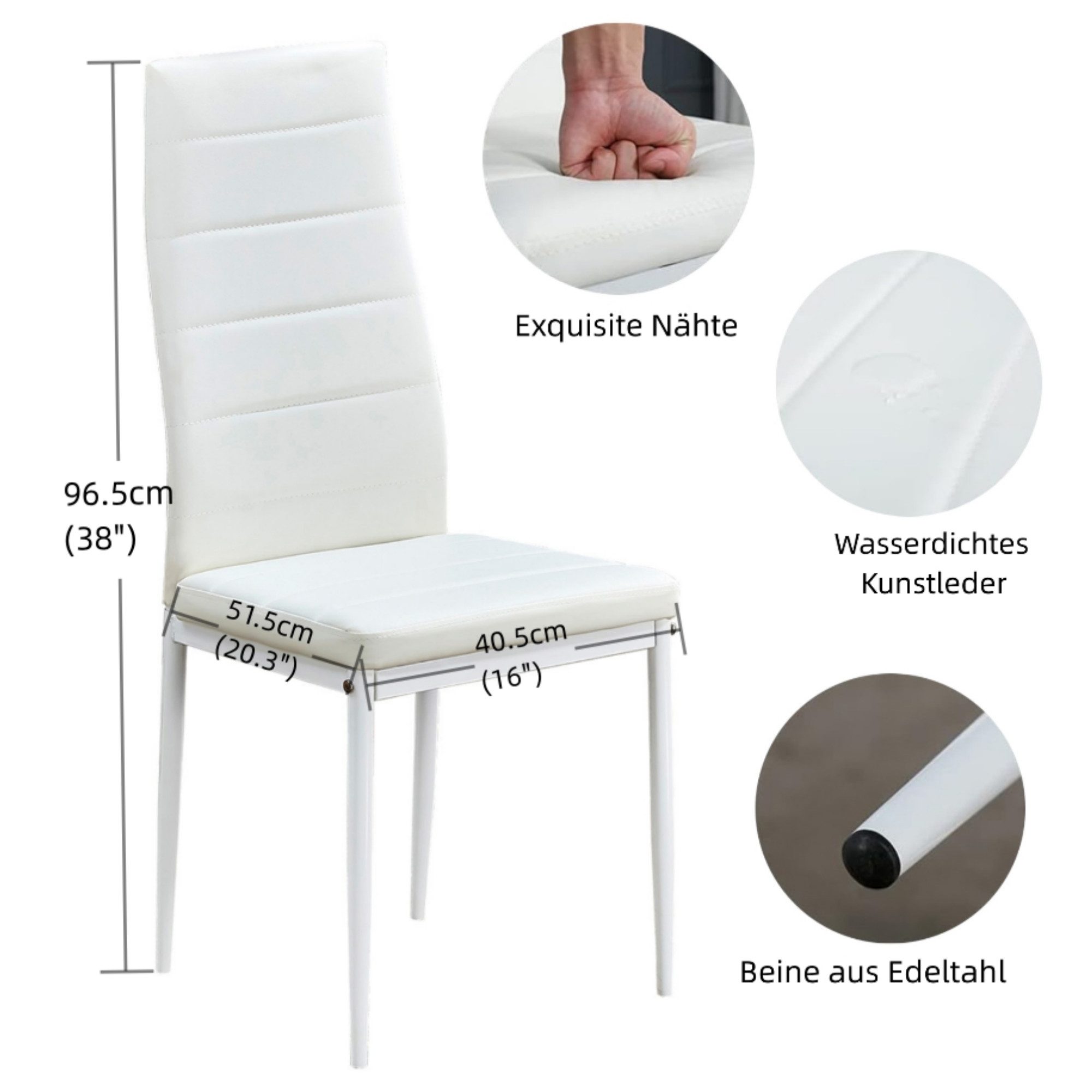 Mondeer Essgruppe Esszimmergruppe (Set, 7-tlg), mit 6 Weiß Stühlen