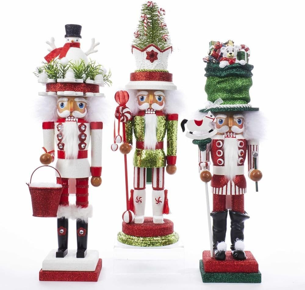 Nussknacker HA0412 - 3er SET, Hut mit Schneemann/Toys/Baum, 45,7cm