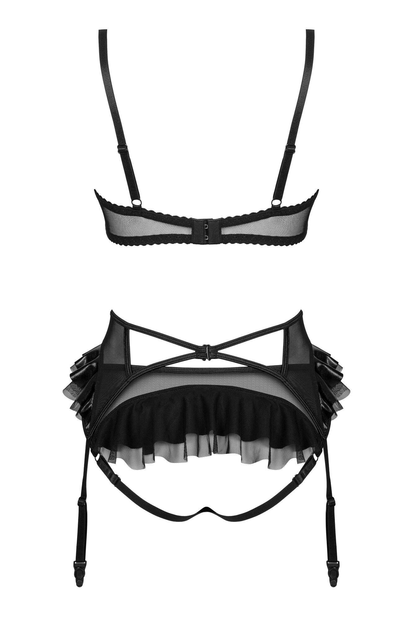 Beauty Night Fashion Set: Bügel-BH Strapse-Set Rafaella schwarz mit Wetlook Bügel-BH (Set)