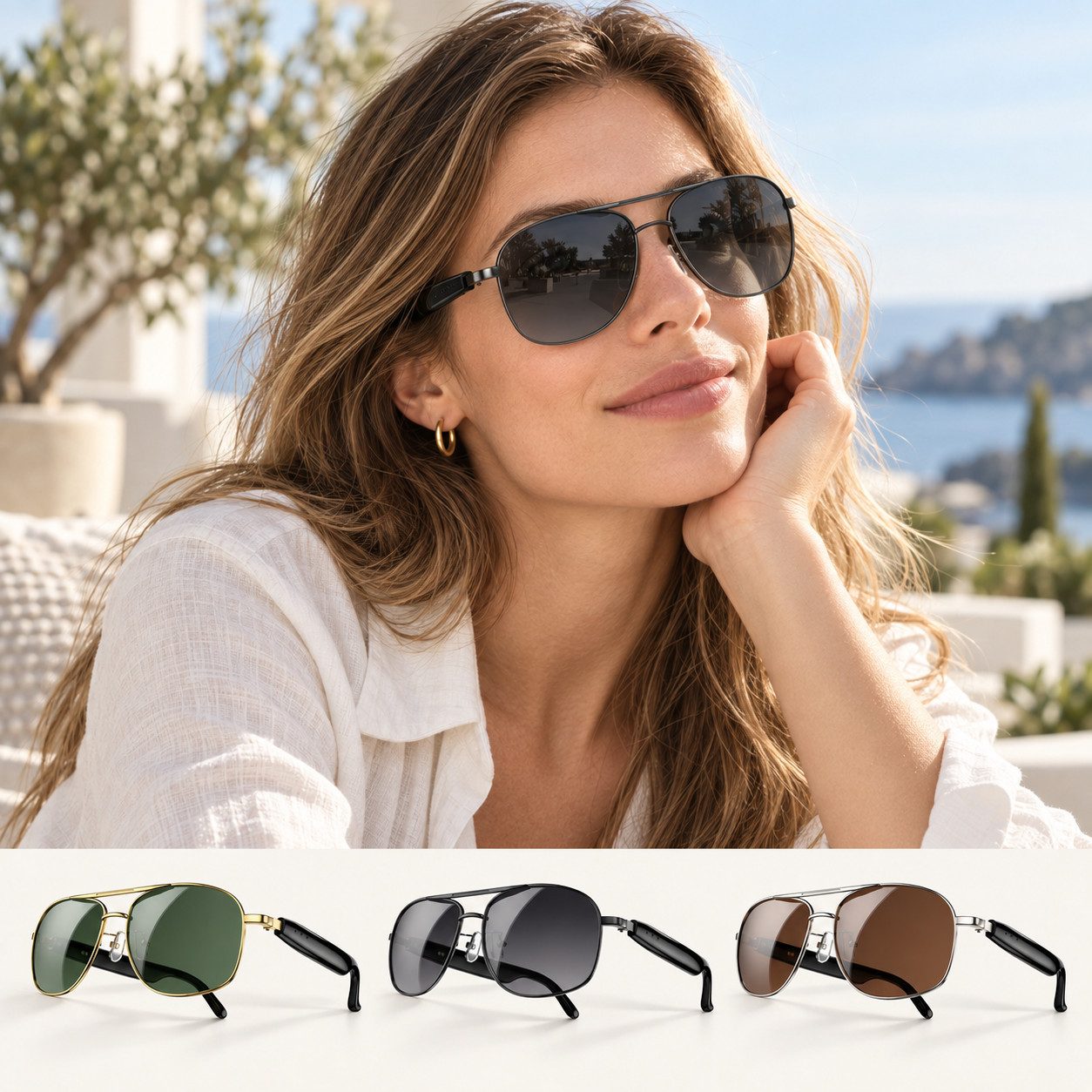 blackview LED-Brille D1 Audio Sonnenbrille für Damen und Herren, Bluetooth Brille 6 Std. Musik, UV-Schutz, Touch-Steuerung, Magnetisches Laden