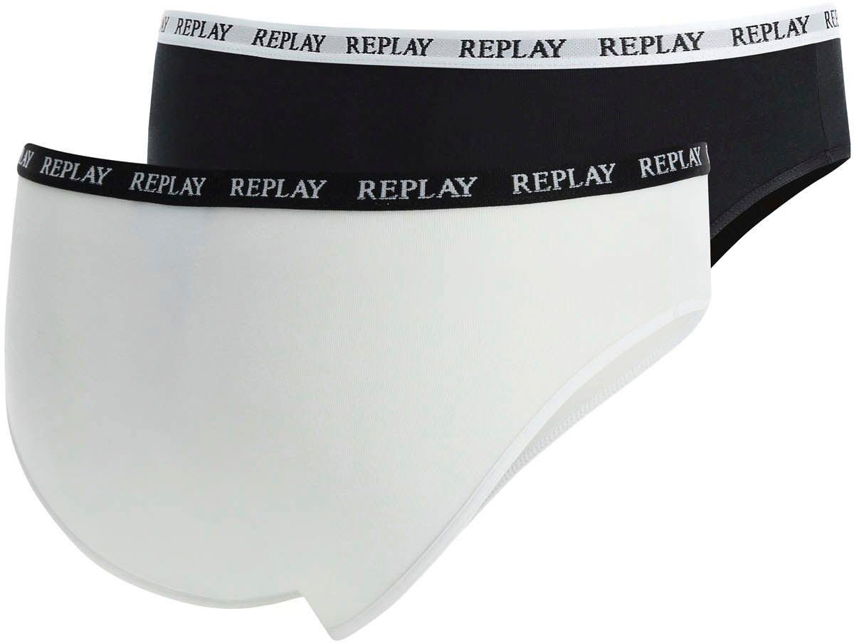 Replay Bikinislip LADY SLIP Style 1 T/C 2pcs waterfall pack (Packung, 2er) mit Logoschriftzug
