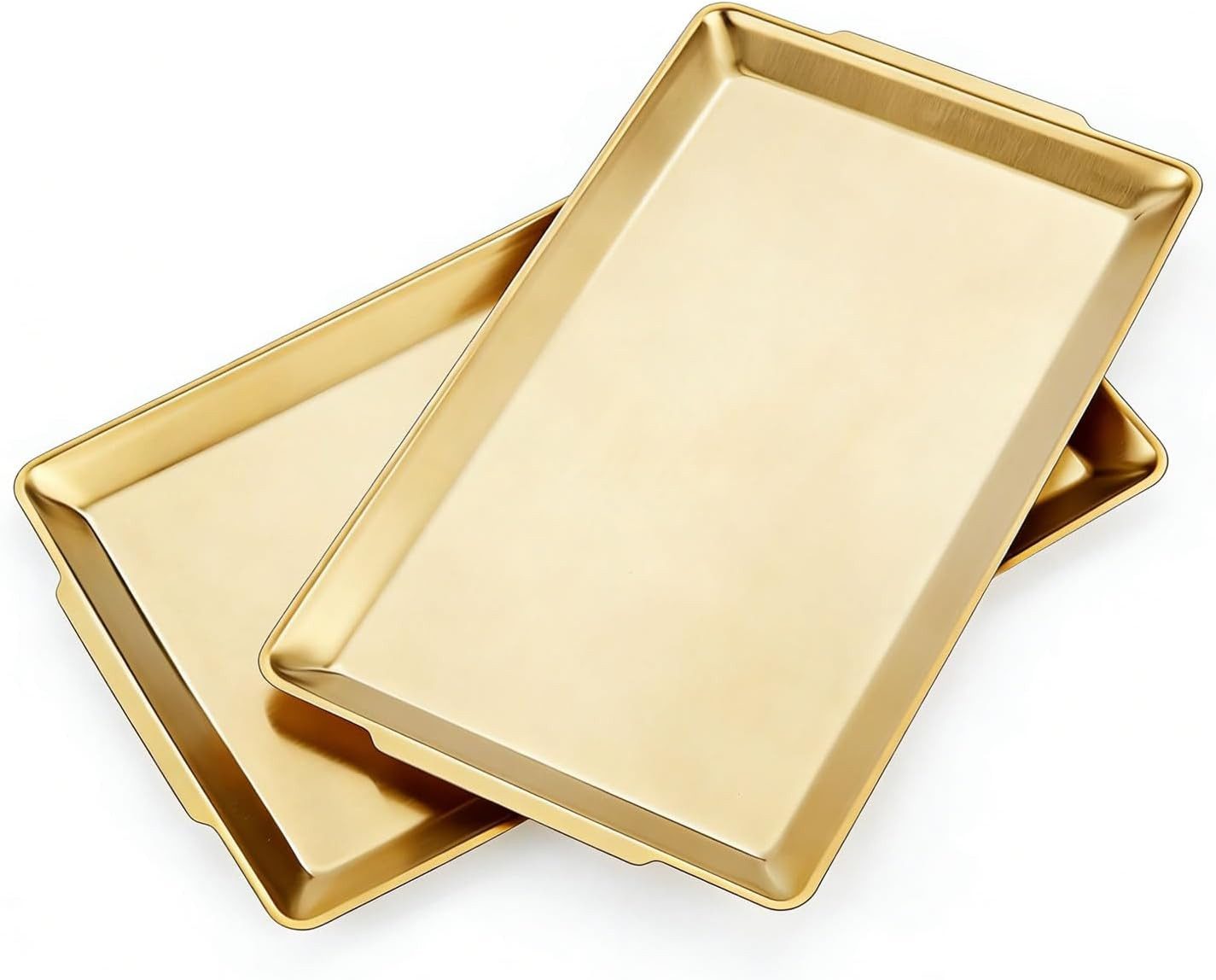 FELIXLEO Vorratsdose 2 Serviertabletts 40x24cm Edelstahl Gold rechteckig robust groß
