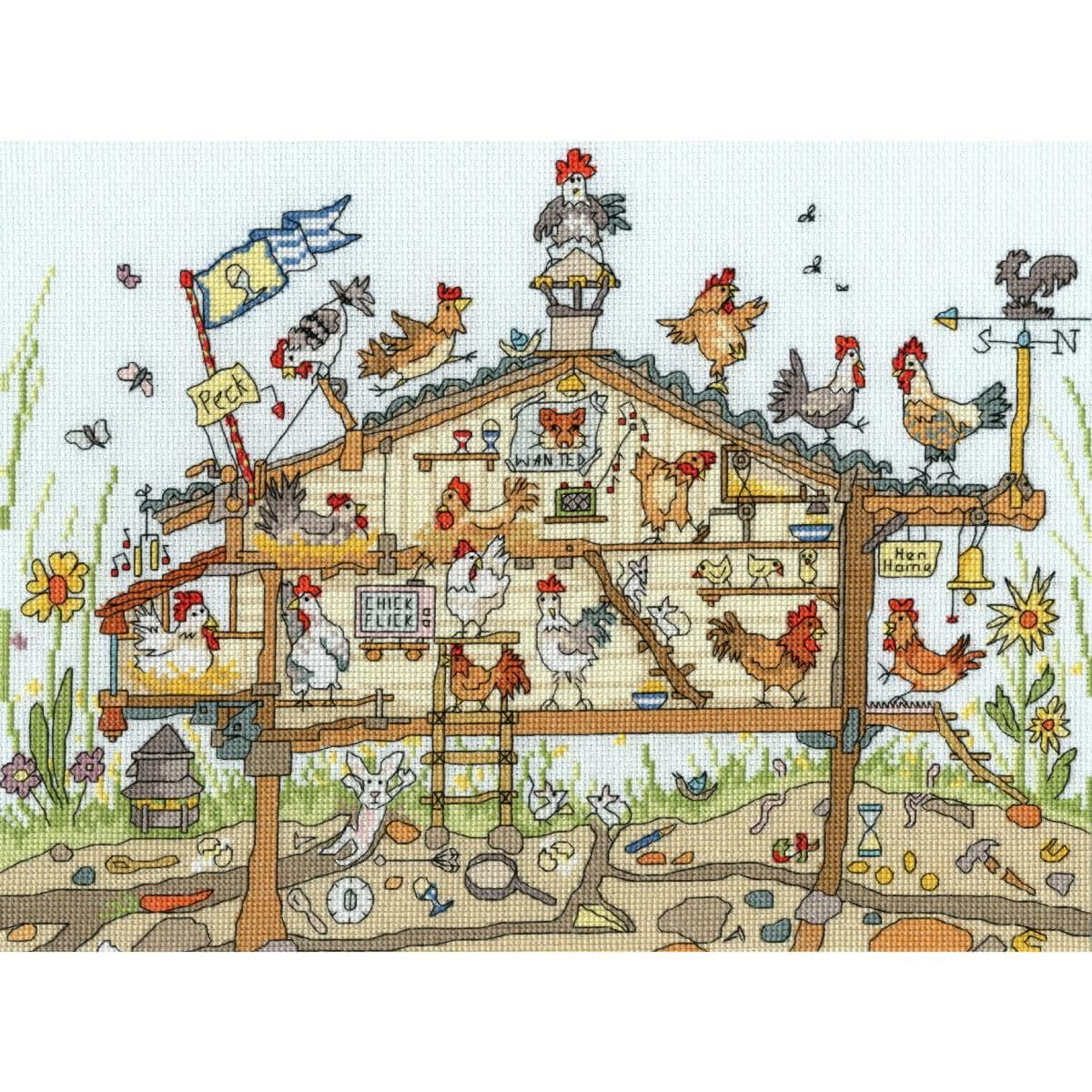Bothy Threads Kreativset Bothy Threads Kreuzstich Set "Cut Thru Hen Home", (embroidery kit by Marussia)