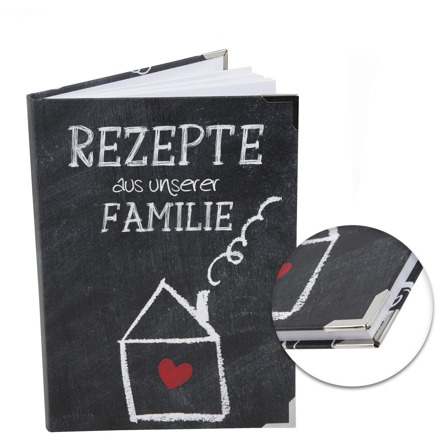 Logbuch-Verlag Notizbuch REZEPTE AUS UNSERER FAMILIE DIN A5 mit Metallecken