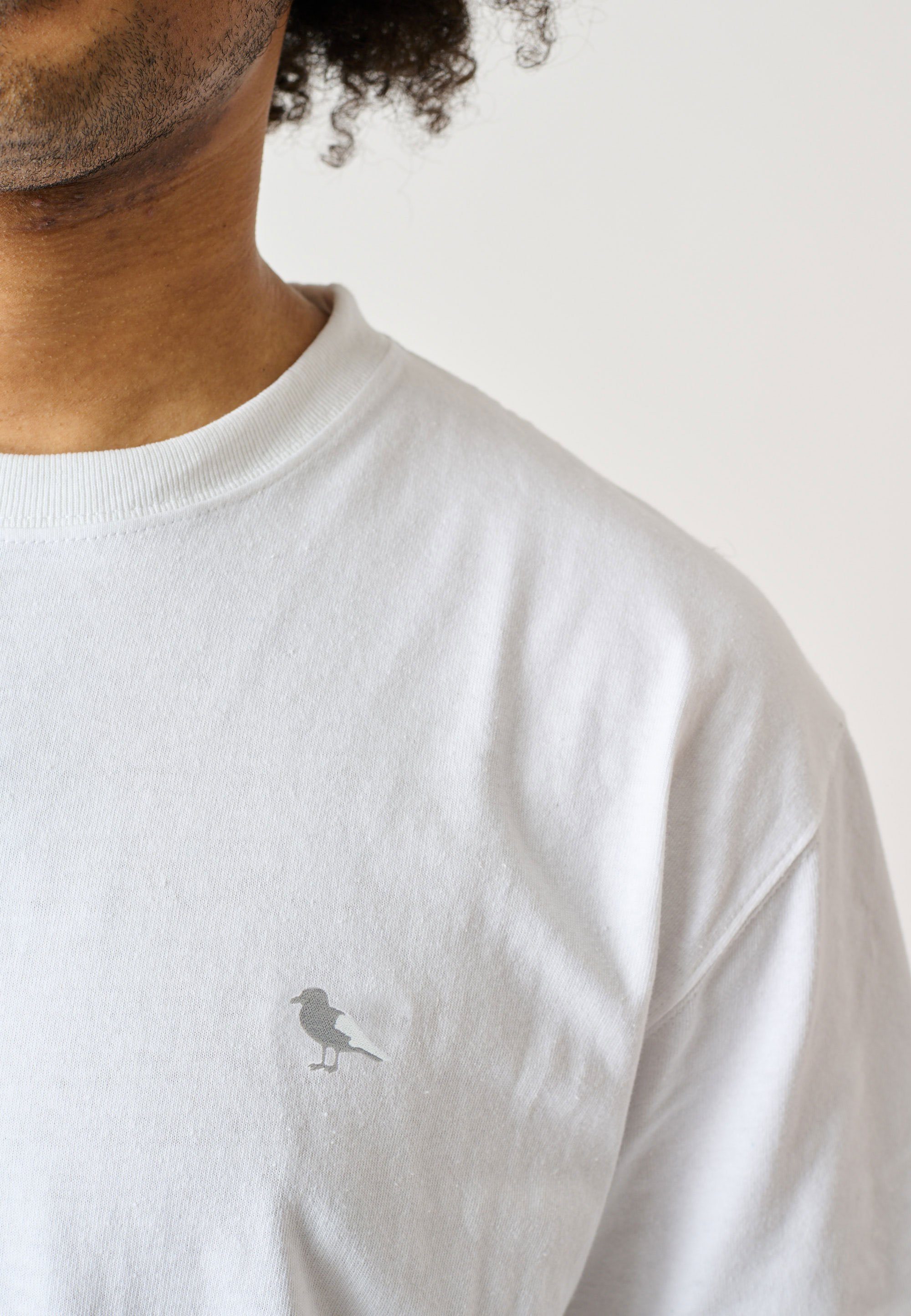 T-Shirt mit weiß Schnitt Mono Cleptomanicx lockerem Gull Embroidery