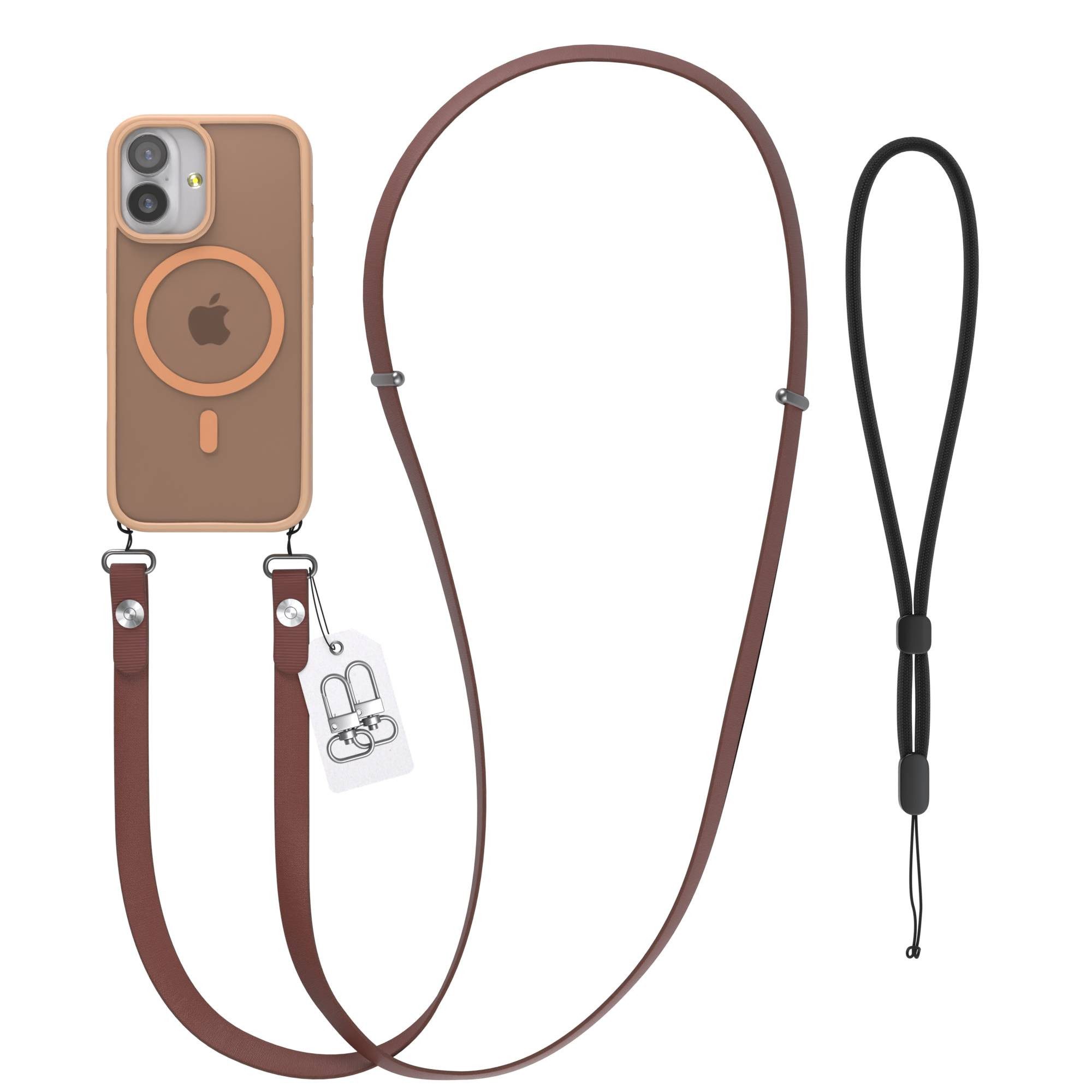 EAZY CASE Handykette Outdoor Case MagSafe Handyband für Apple iPhone 17 6,3 Zoll, Crossbody Handyhülle mit MagSafe und magnetisch verstellbarem Band
