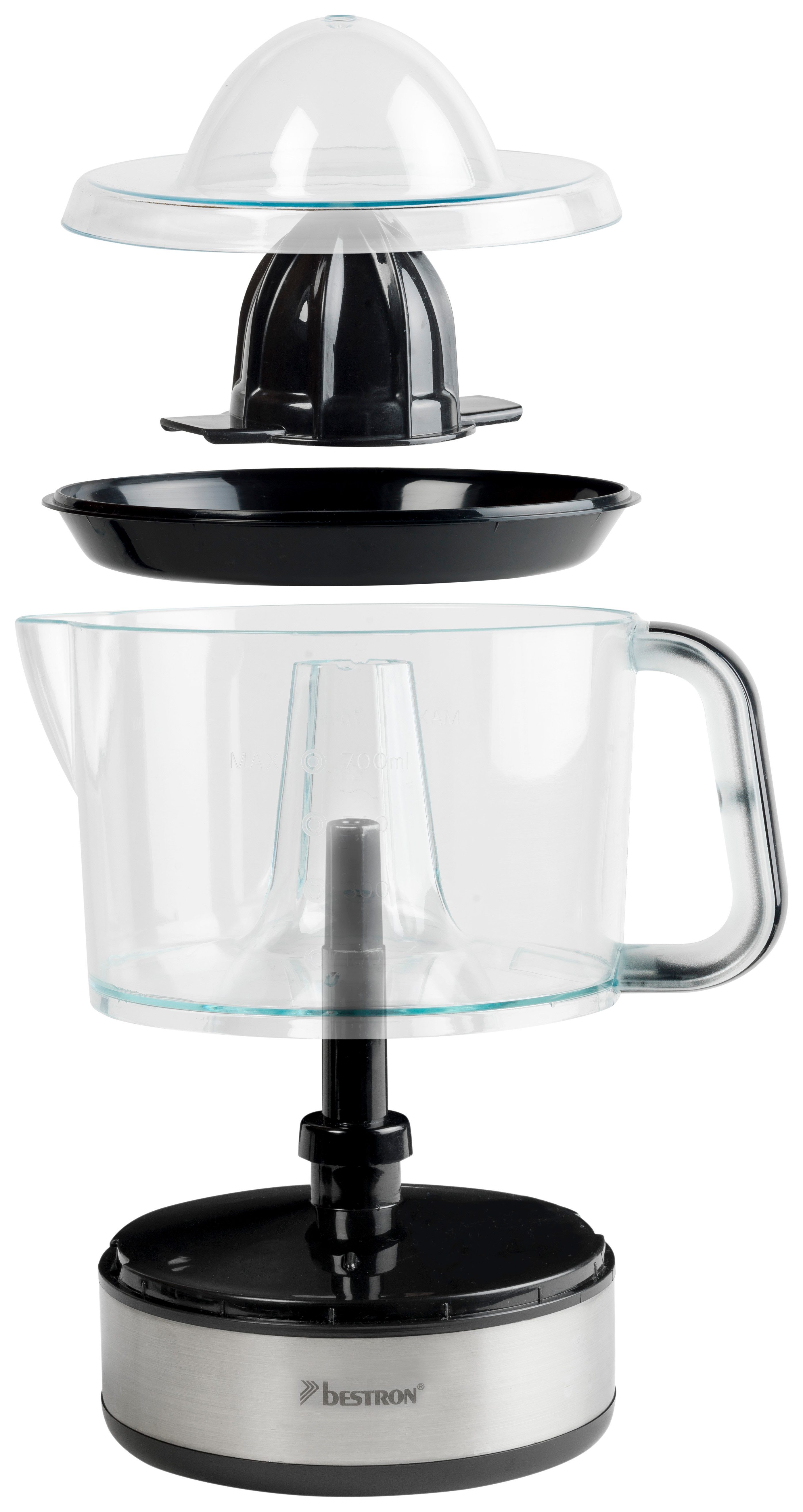 bestron Zitruspresse ACJ350, 40 W, 700 ml mit 2 Presskegeln & Frischhaltedeckel