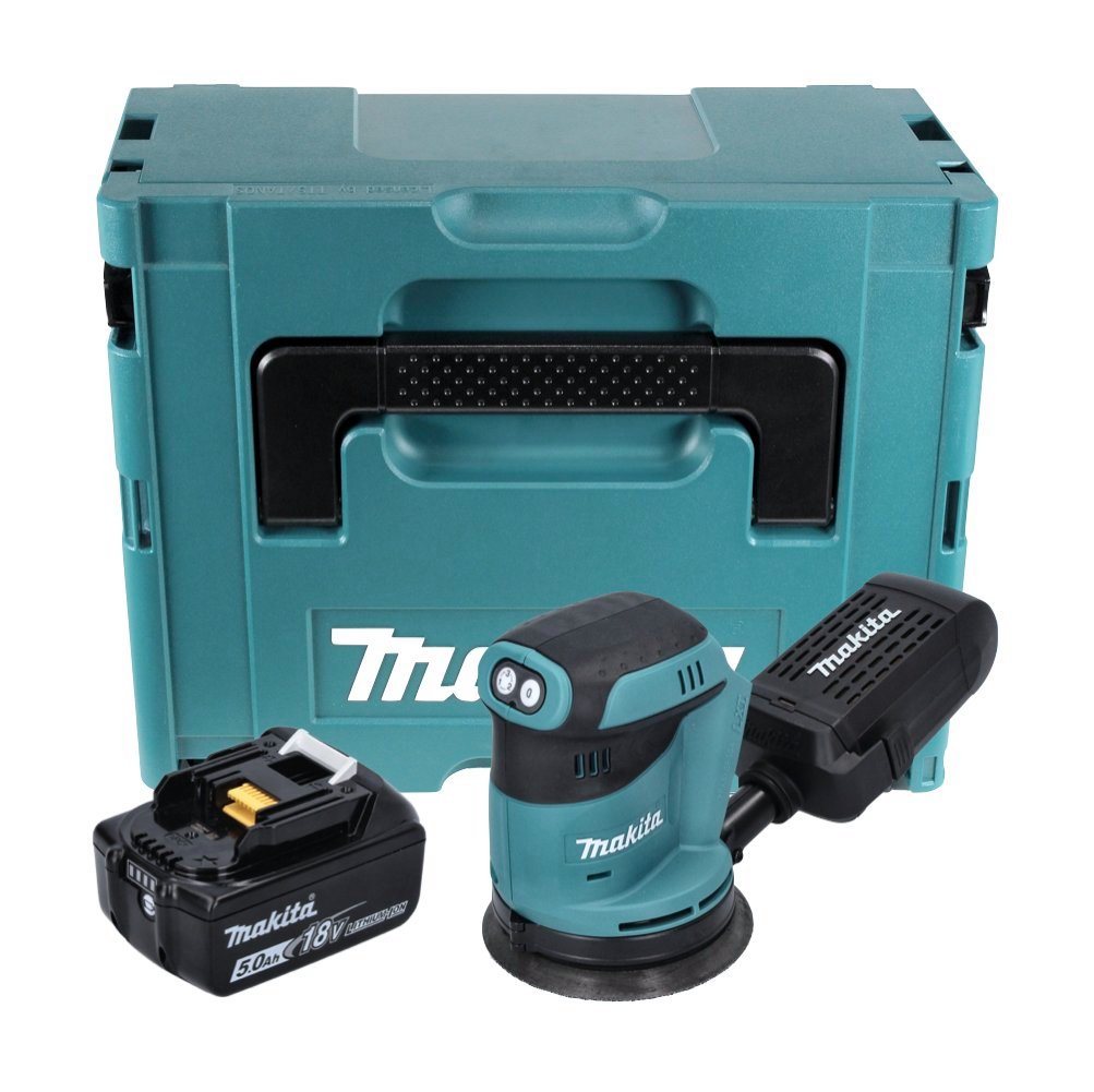 Thumbnail - Makita Exzenterschleifer DBO 180 T1J Akku Exzenterschleifer 18 V 125 mm + 1x Akku 5,0 Ah + Mak