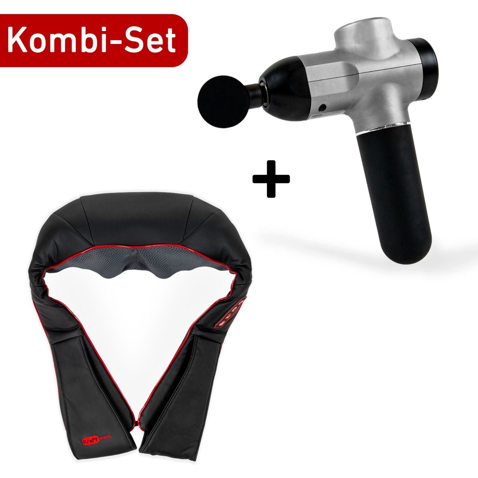 Massagepistole + Nackenmassagegerät-Bundle: Massagepistole und Shiatsu Massagegerät