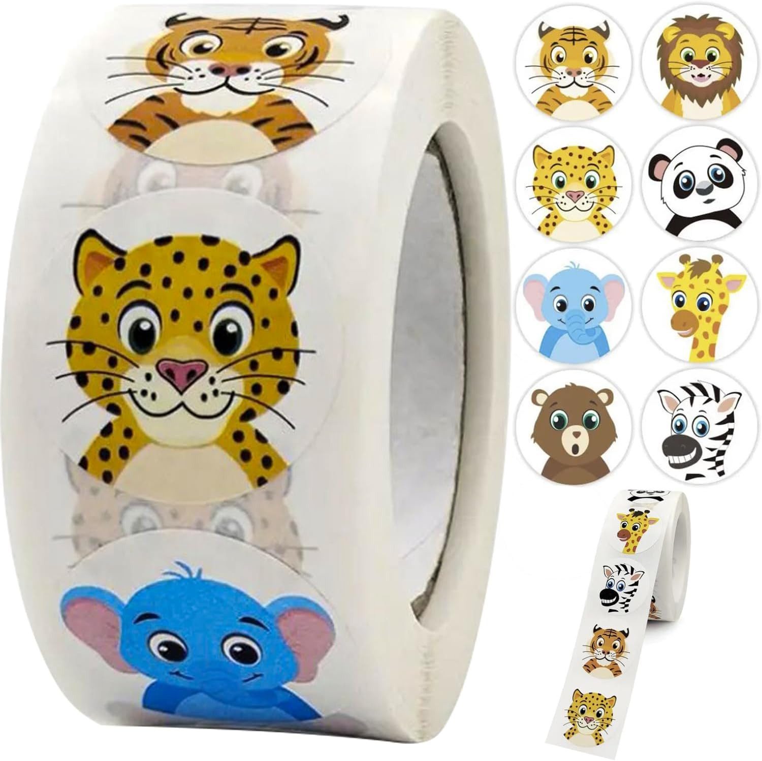KRUZZEL Aufkleber 500 Sticker Belohnung Motivation Comic Tiere für Kinder selbstklebend
