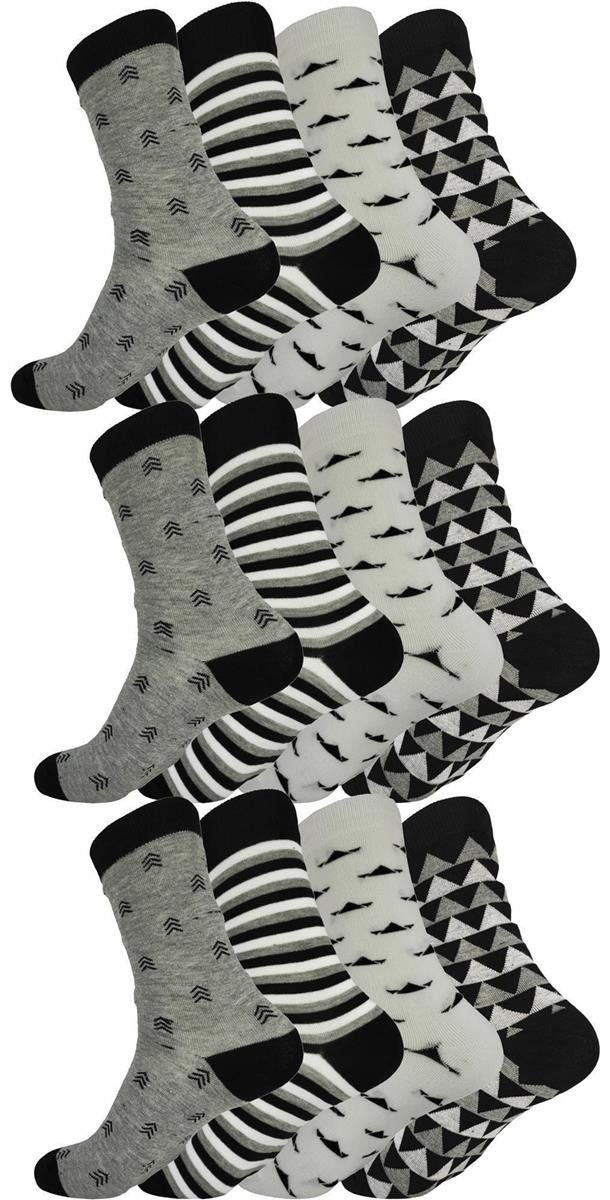 Freizeitsocken 12 Paar Damen Socken mit Muster Baumwolle; 35-38 39-42