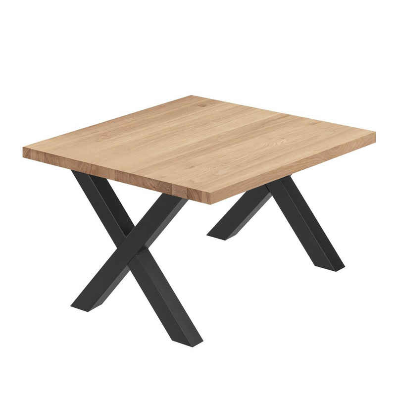 LAMO Manufaktur Esstisch Design Küchentisch Tischplatte Massivholz inkl. Metallgestell (1 Tisch), gerade Kante