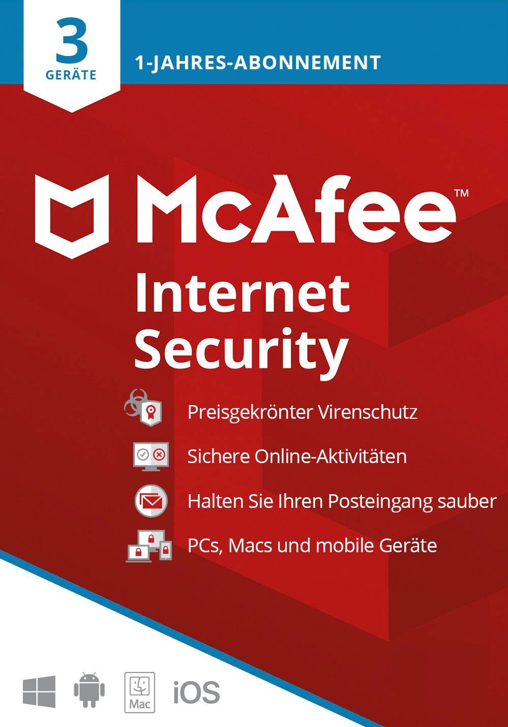 McAfee McAfee Internet Security 3 Geräte - 1 Jahr (Download-Code)