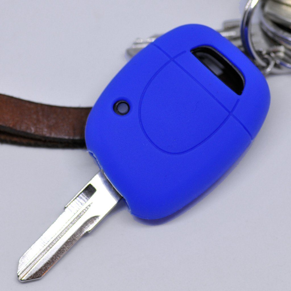 Blau, Kangoo Tasten Schutzhülle Twingo für Fernbedienung Autoschlüssel Silikon Funk 1 Schlüsseltasche Clio Renault Softcase mt-key