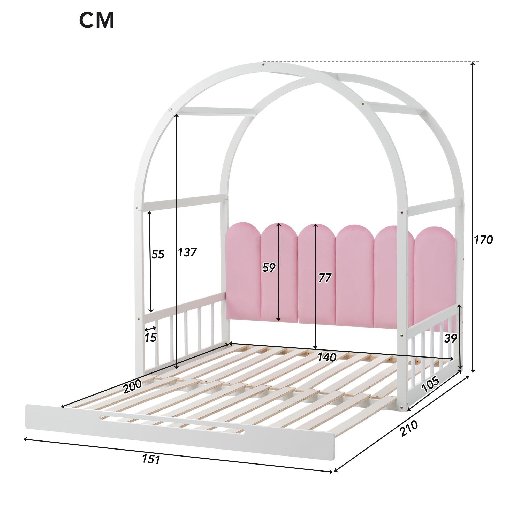 Schiebebett, Bett Kinderbett, Tagesbett, OKWISH Doppelbett weiß Bett,