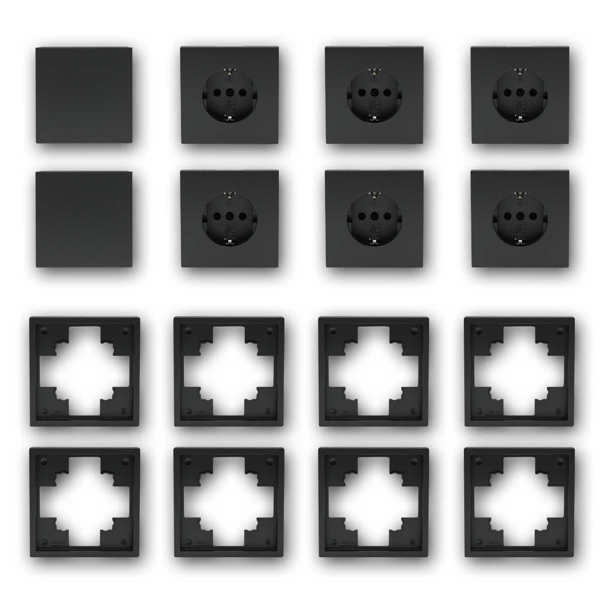 McPower Set "Einsteiger-16" SHALLOW anthrazit, 16-teilig Unterputzschalter