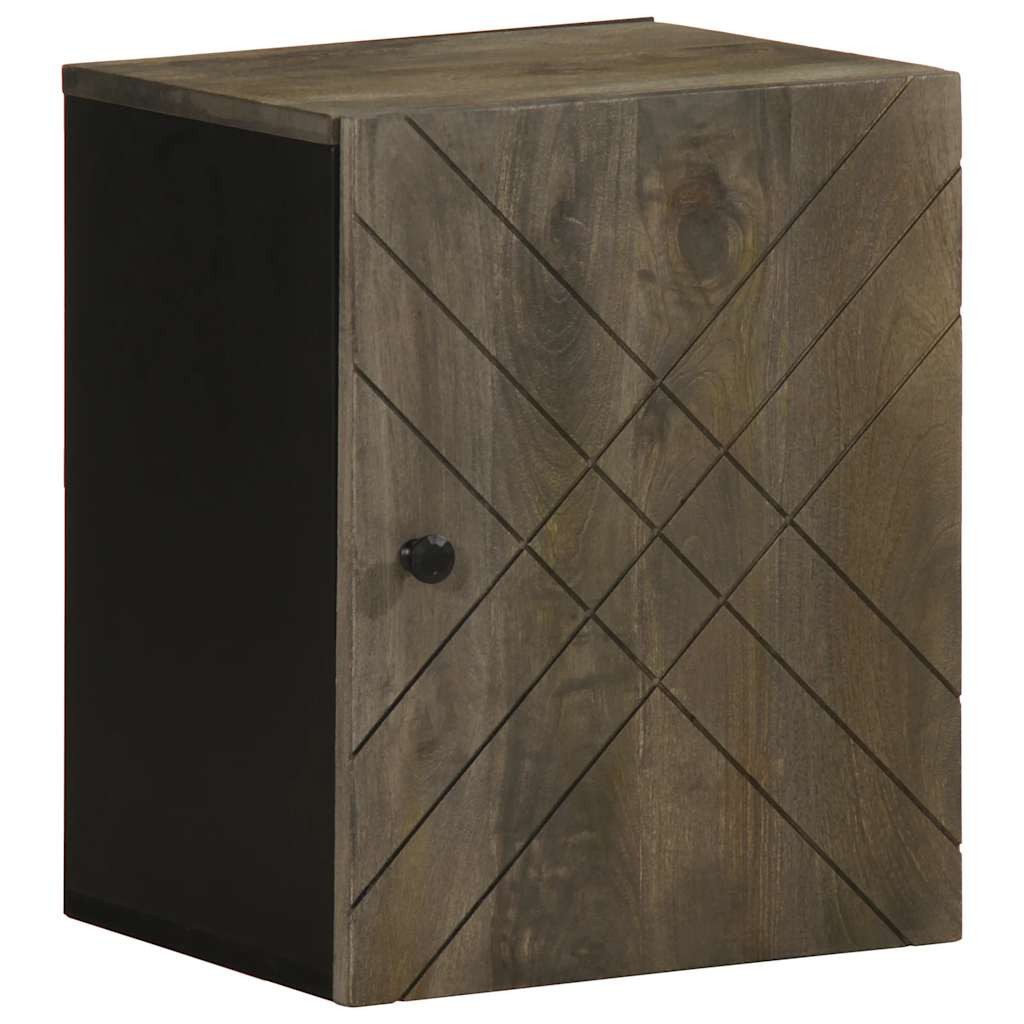 vidaXL Badezimmer-Set Bad-Wandschrank Schwarz 38x33x48 cm Massivholz