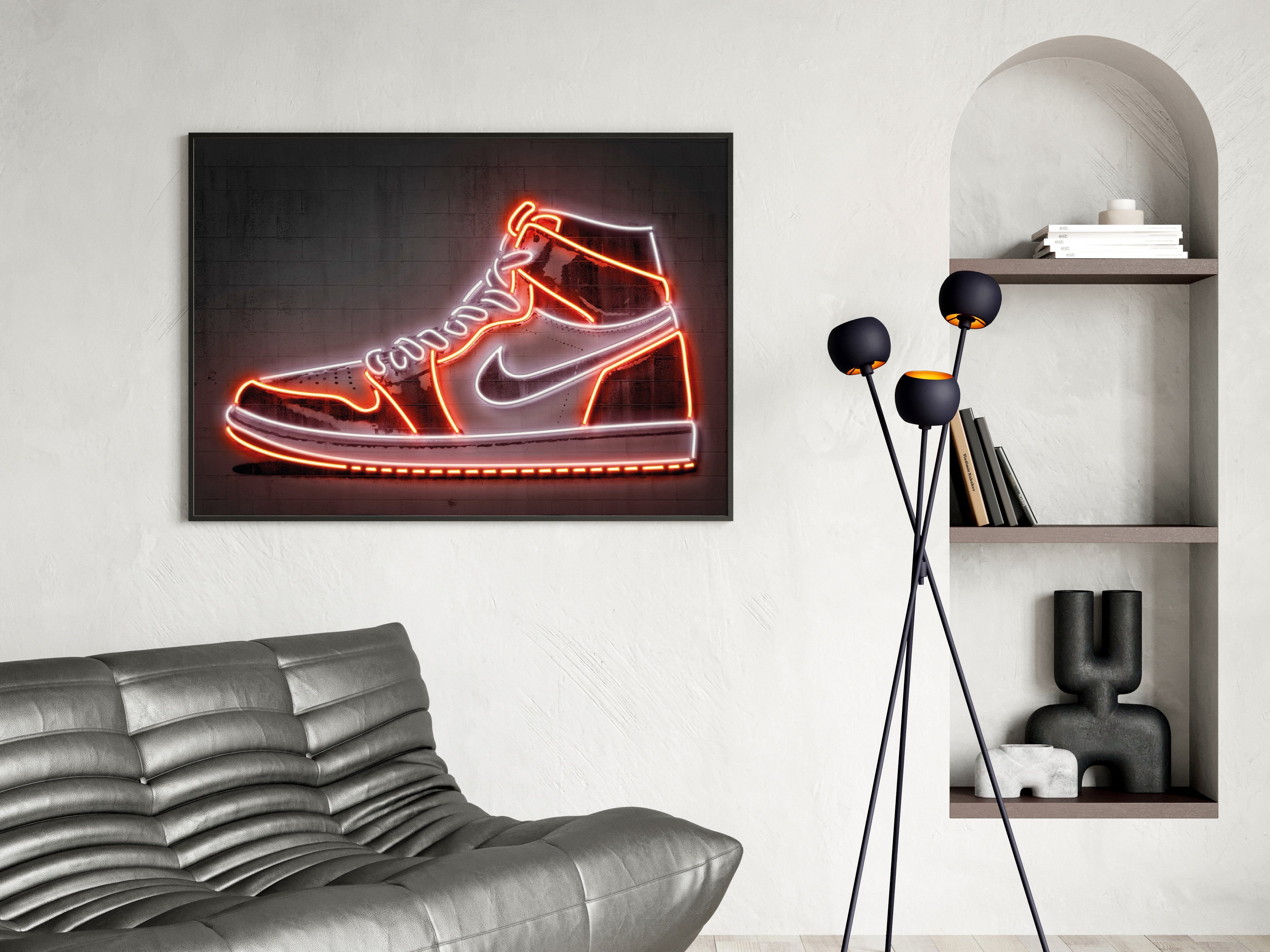 · Rahmen Poster Sneaker JUSTGOODMOOD ohne ® Neon Poster Premium Nike · Effekt