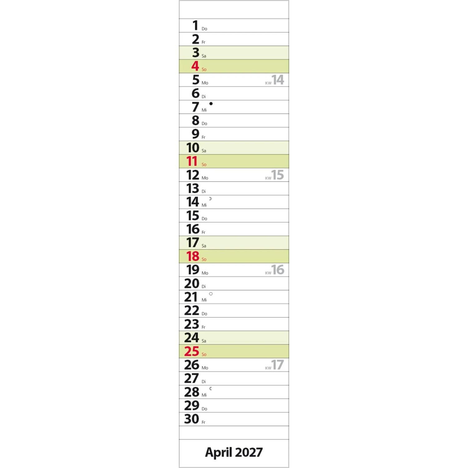 Korsch Verlag Wandkalender Streifenplaner Compact Grün 2027 – Bild 5 von 5