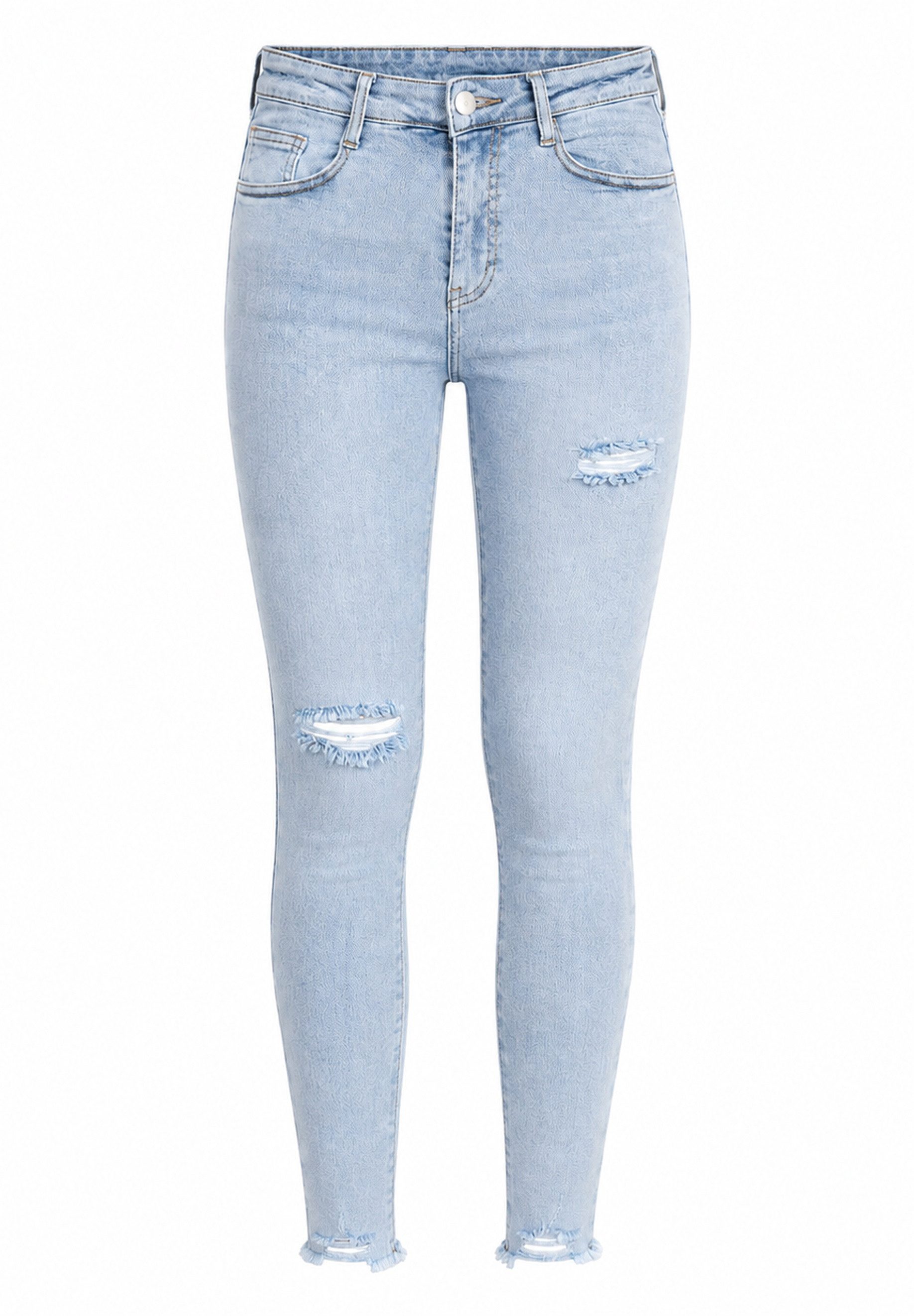 Elara Skinny-fit-Jeans — Damen Skinny Jeans mit High Waist im Used Look und Fransensaum