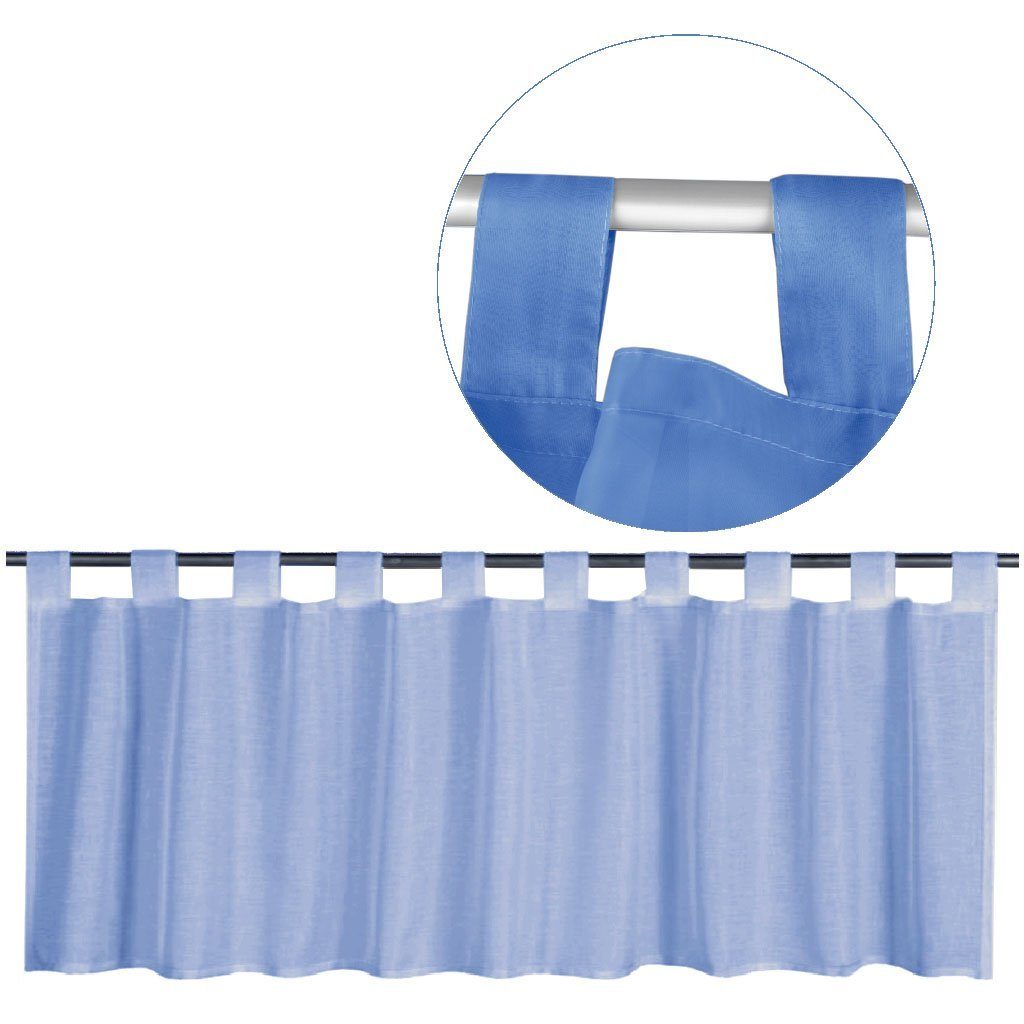 Vorhang, Bestgoodies, Schlaufen (1 St), transparent, Voile, Schlaufen-Bistrogardine, transparente uni Scheibengardine Voile in vielen versch. Farben und Größen erhältlich Blau