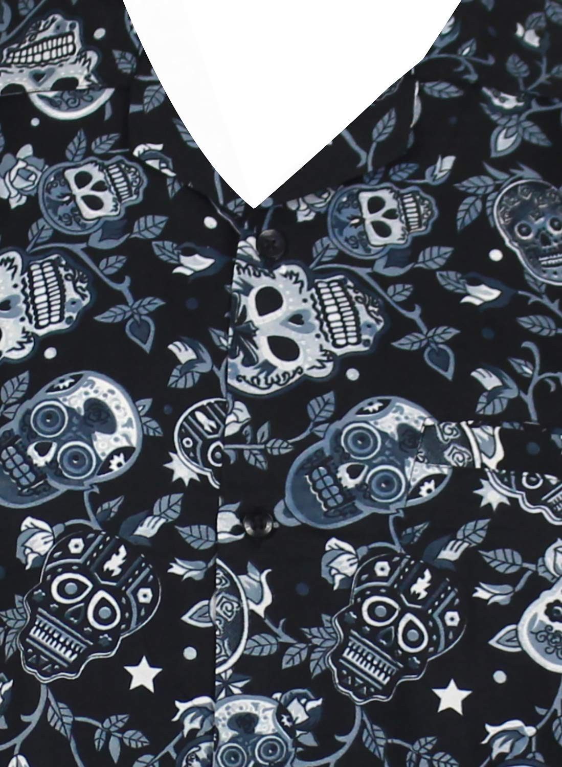 King Kameha Hawaiihemd "Skull" Funky Hawaii-Hemd Herren Kurzarm Front-Tasche Stylish
